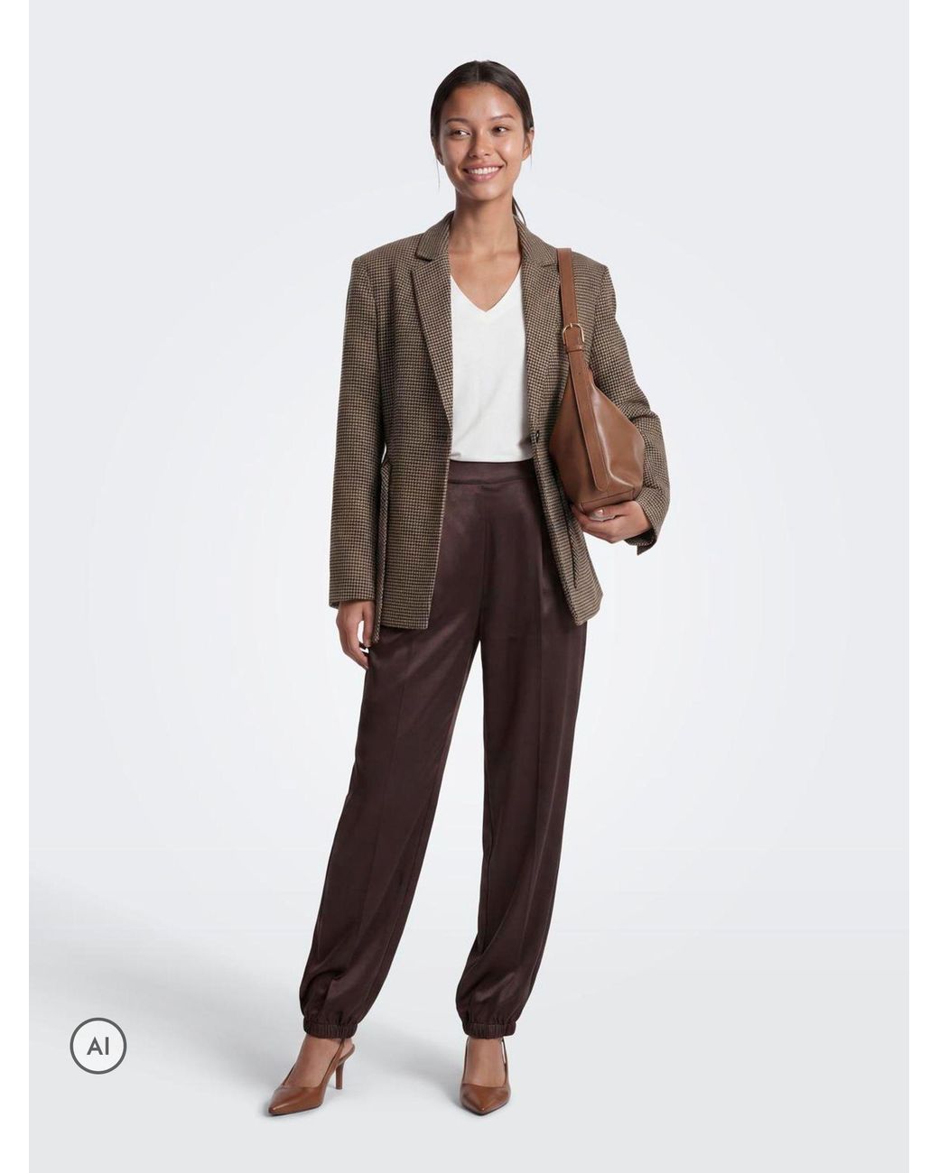 ONLY Brown Elastic Back Balloon Trousers