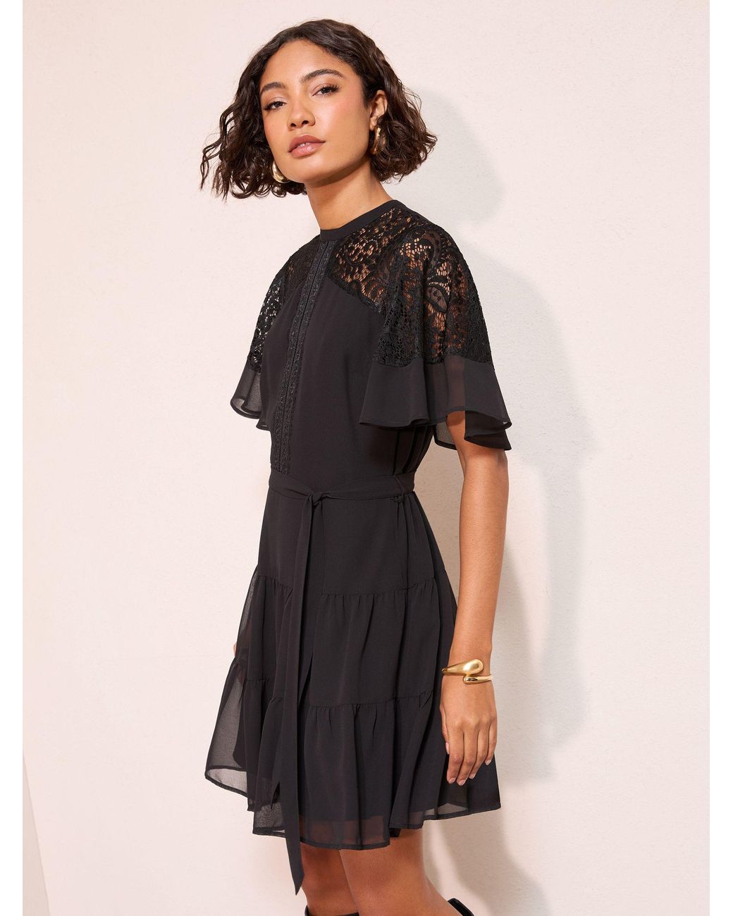 chinese dress ladies Scarlett Lace Trim Flutter Strap Mini Dress main image 1