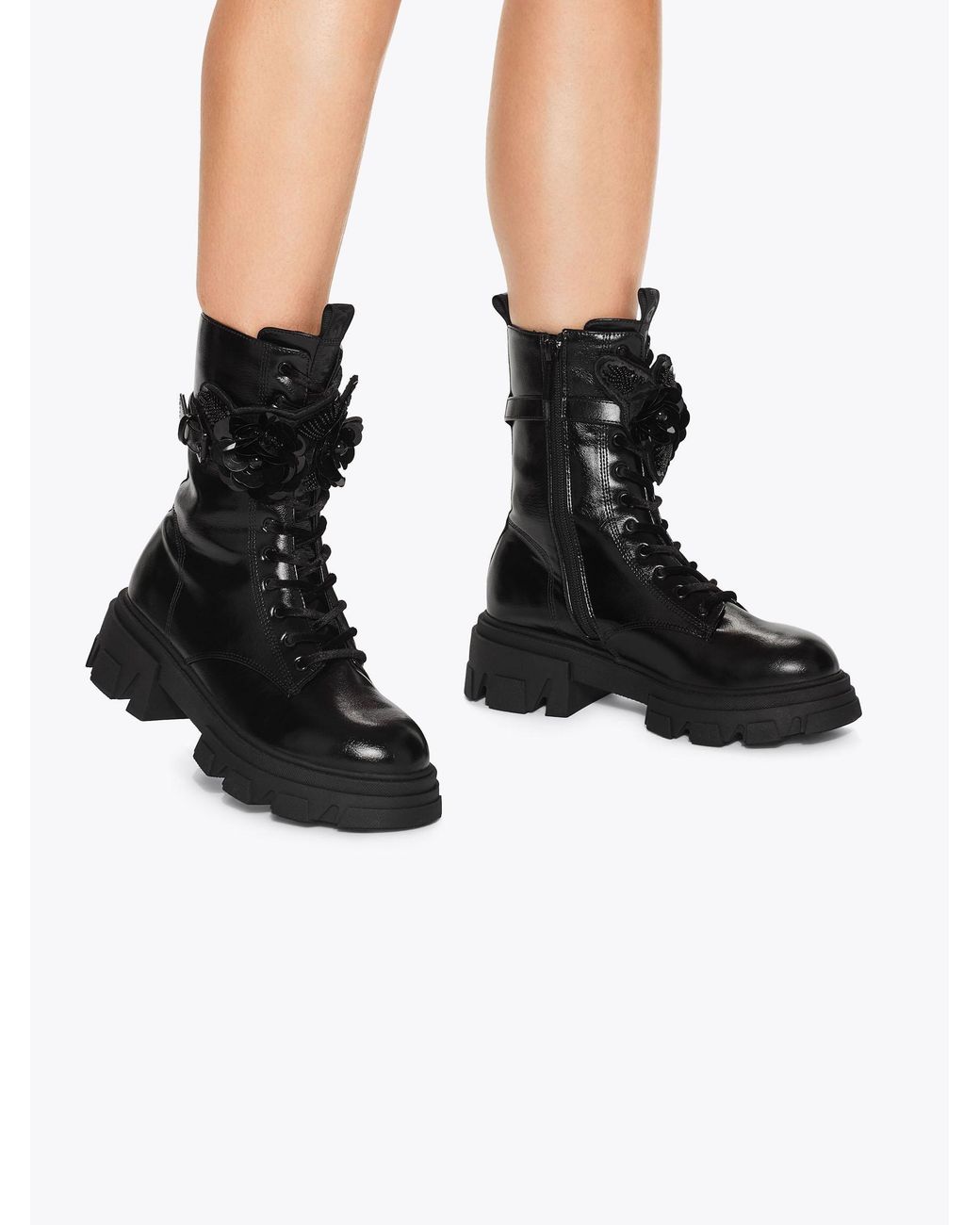 KG by Kurt Geiger Black Trekker Cuff Boots