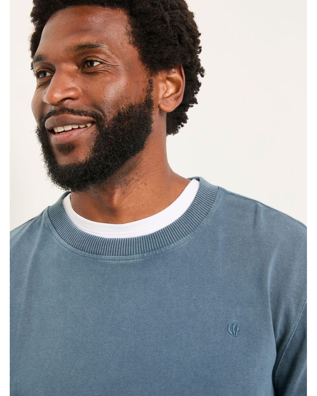 FatFace Blue Alton Long Sleeve Heavyweight Relaxed Fit T-Shirt for men