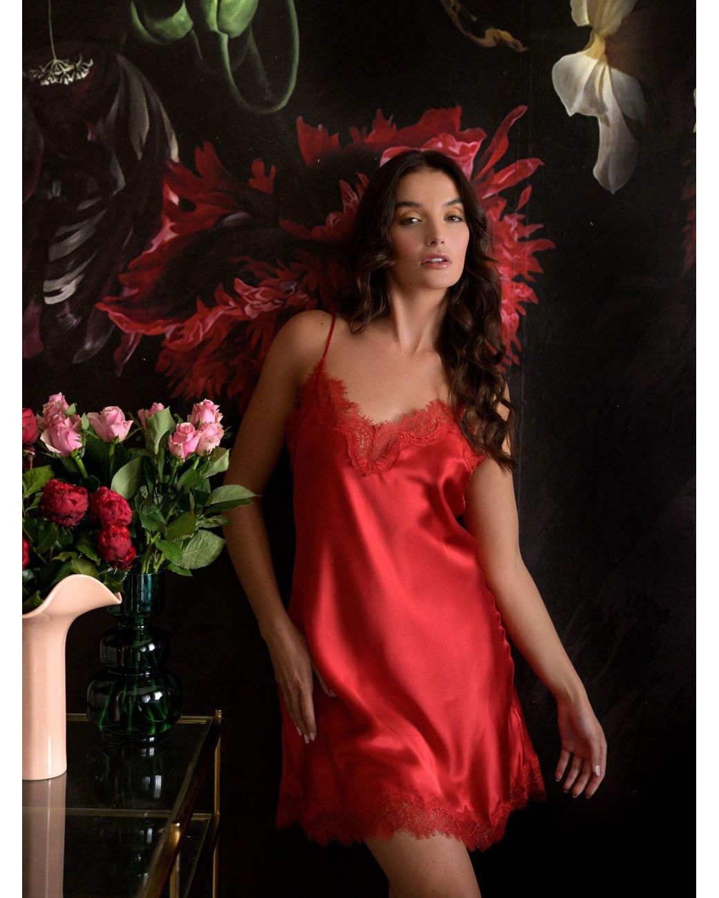 SAINTED SISTERS Red Silk Basic Chemise
