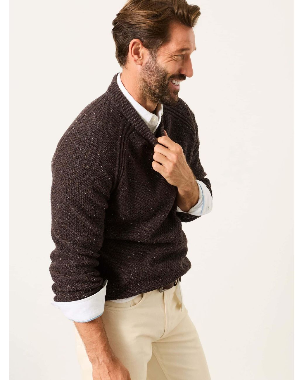 FatFace Brown Penton Crew Neck Jumper for men