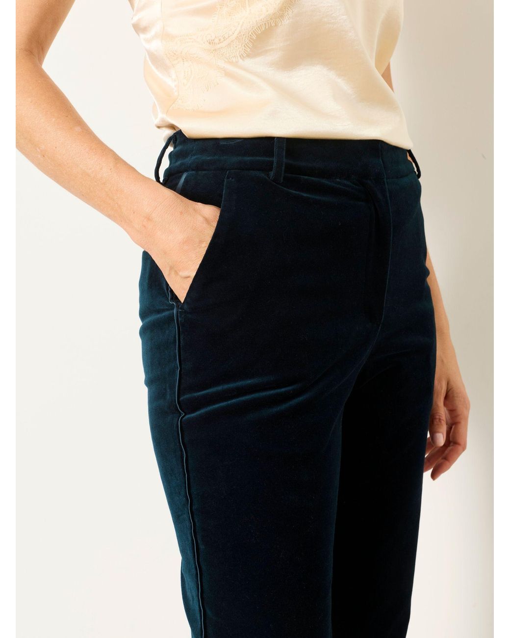 FatFace Blue Mabel Velvet Tailored Trousers