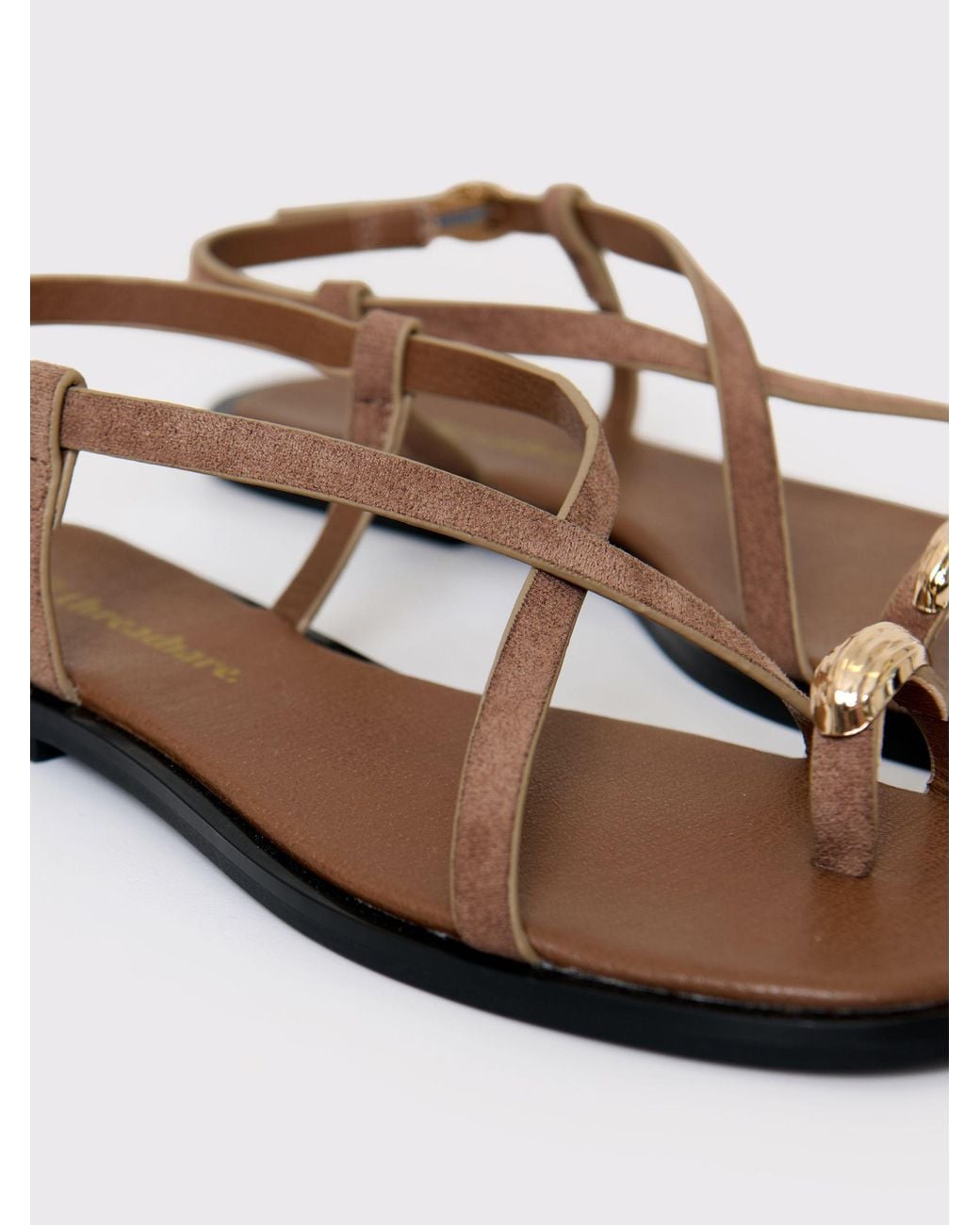 Threadbare Brown Cross Strap Toe Loop Sandals