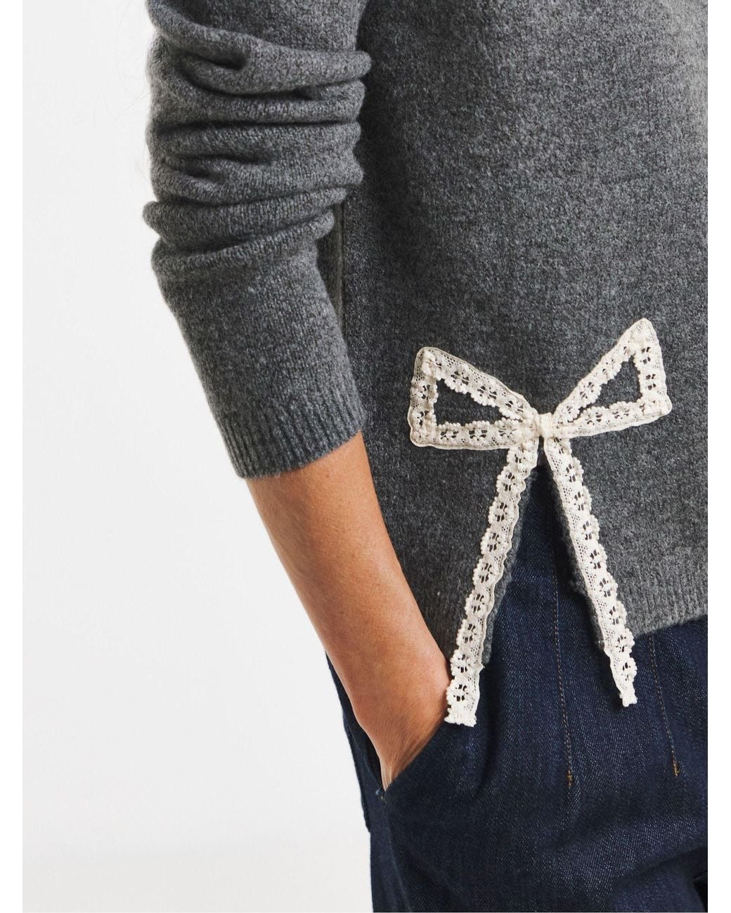 JD Williams Gray Side Split Bow Jumper