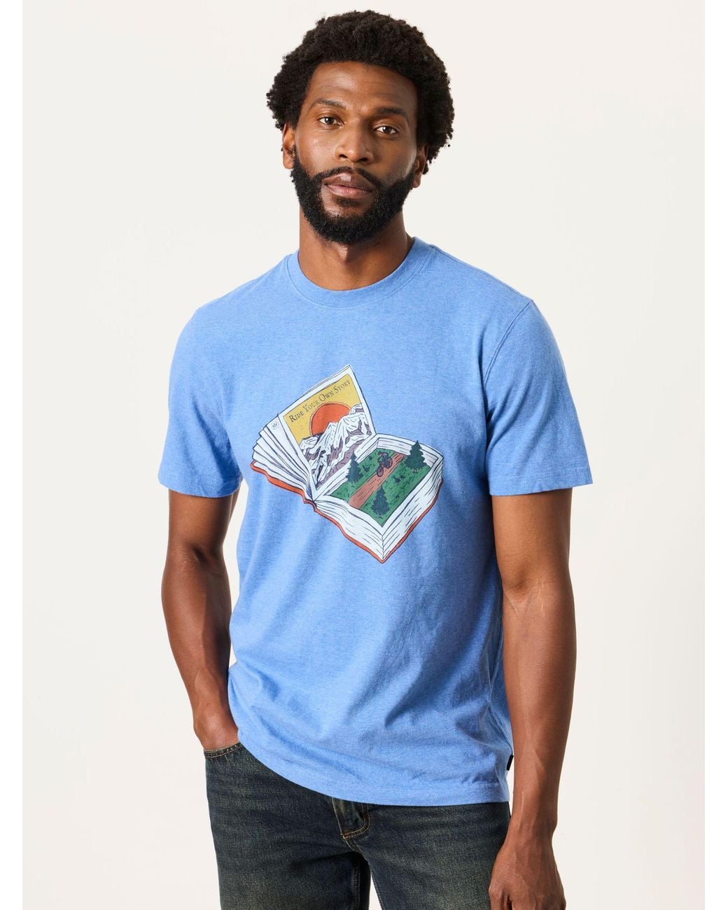 FatFace Blue Book Bike Graphic T-Shirt for men
