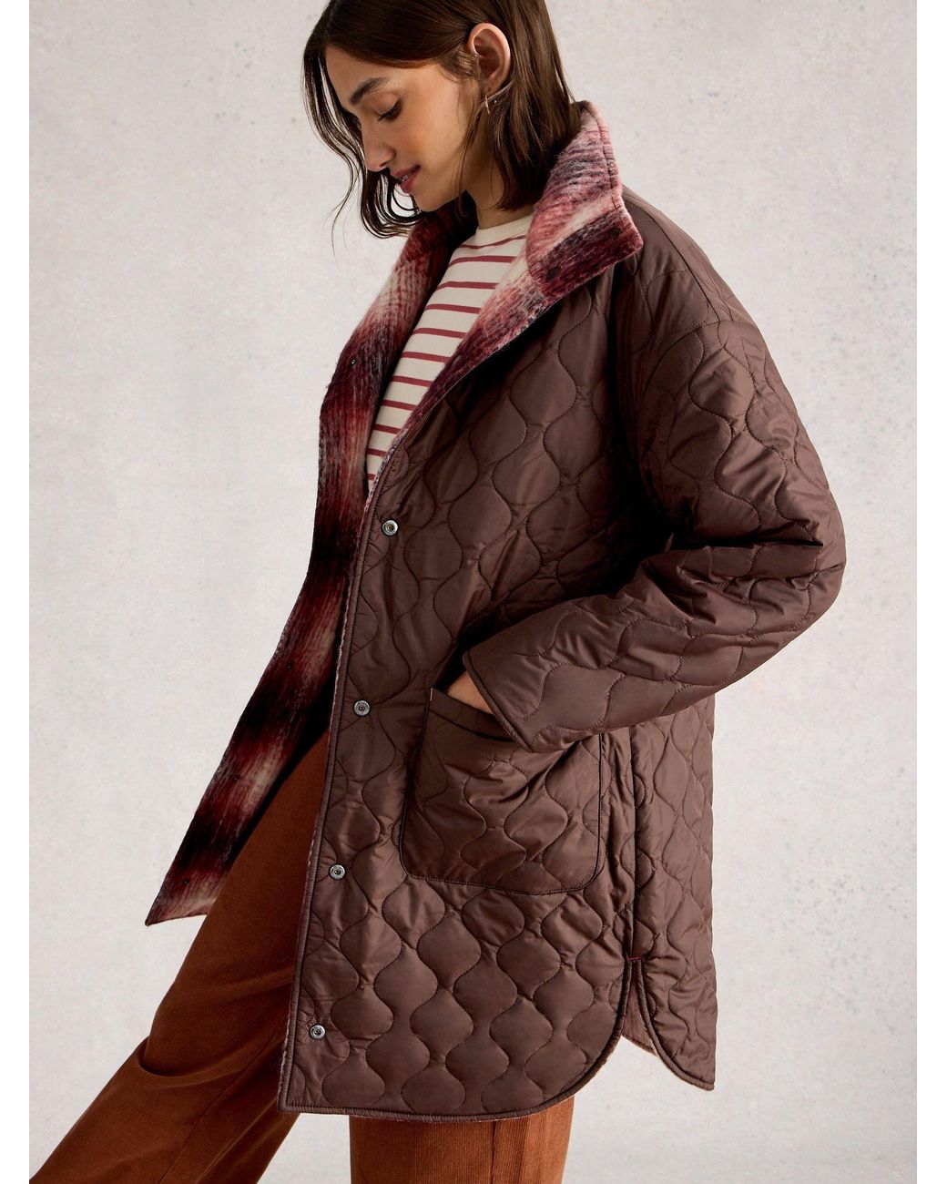 White Stuff Pink Marlowe Reversible Coat