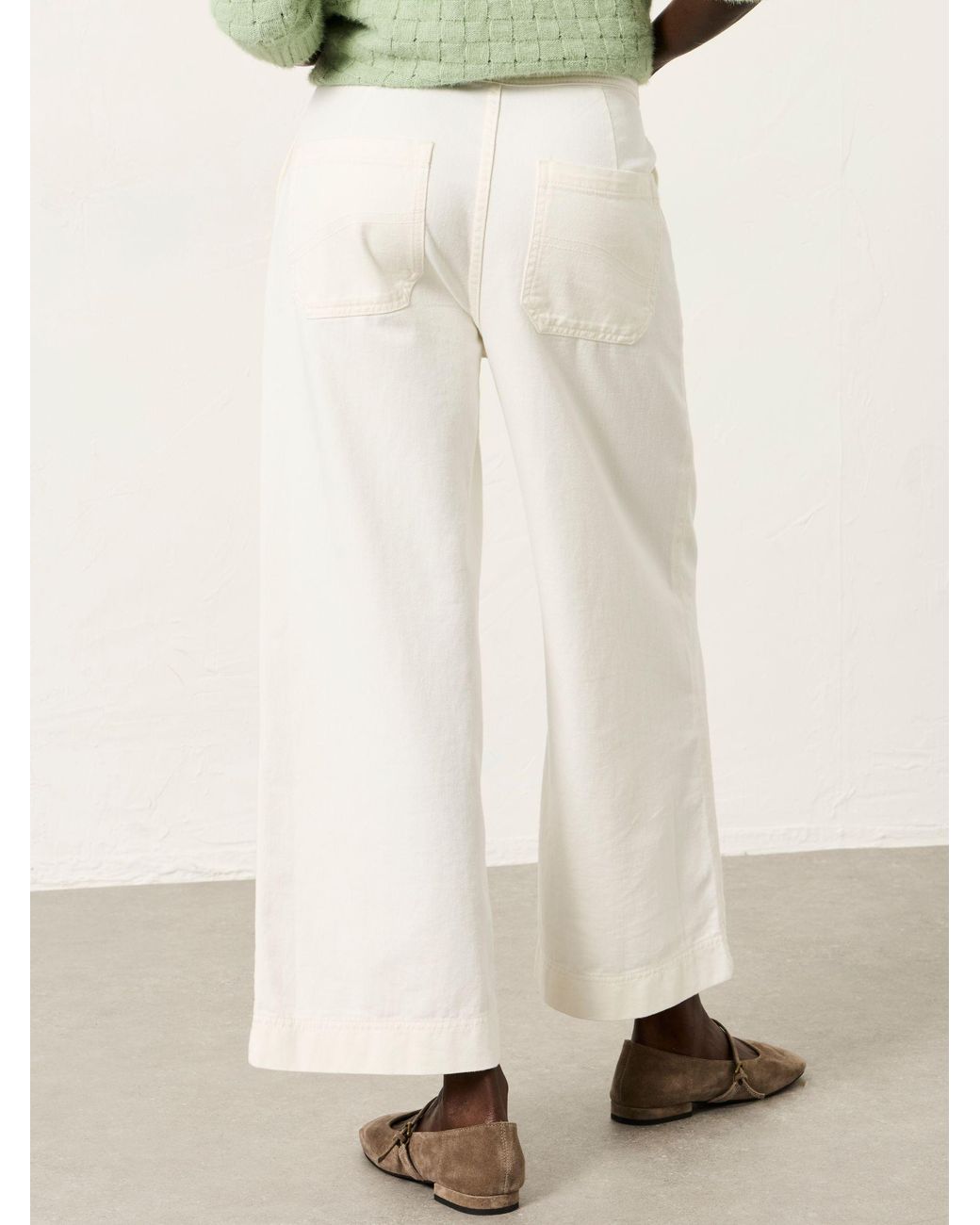 FatFace Natural Fatface Hove Wide Leg Cropped Trousers