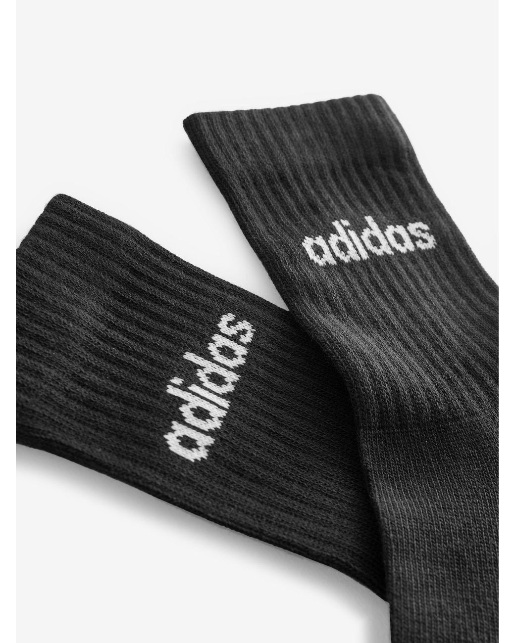 Adidas Black Linear Crew Cushioned Socks 3 Pack for men