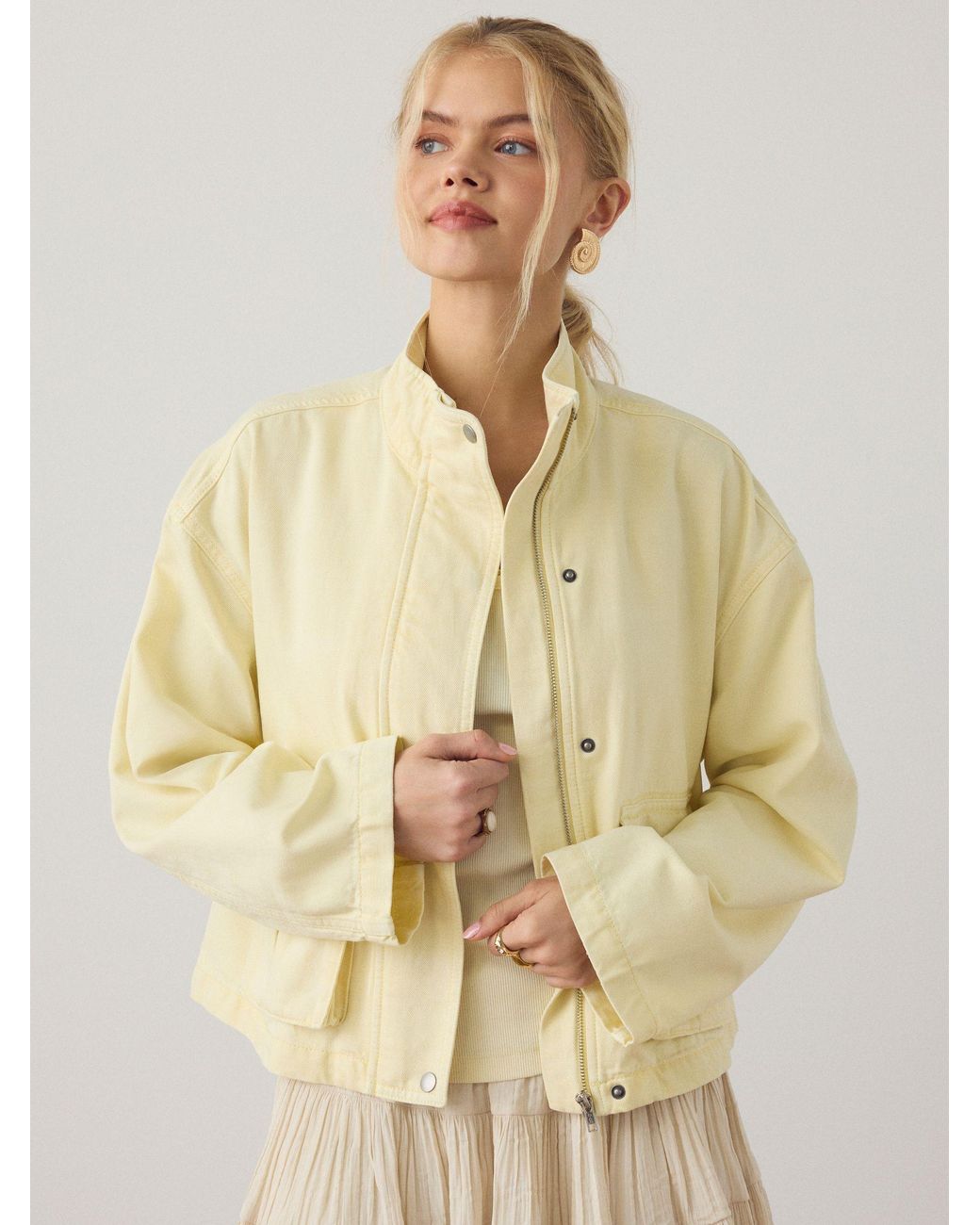 Next Natural Funnel Neck Cotton Utility Jacket