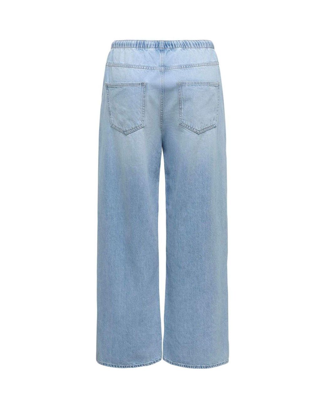 ONLY Blue Pull Up Draw String Soft Denim Trousers