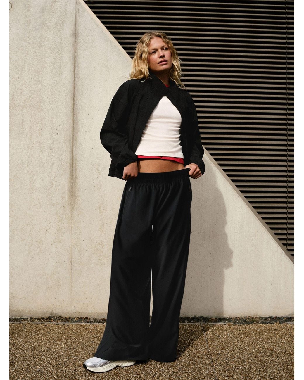 Self Black 4 Way Stretch Funnel Neck Jacket