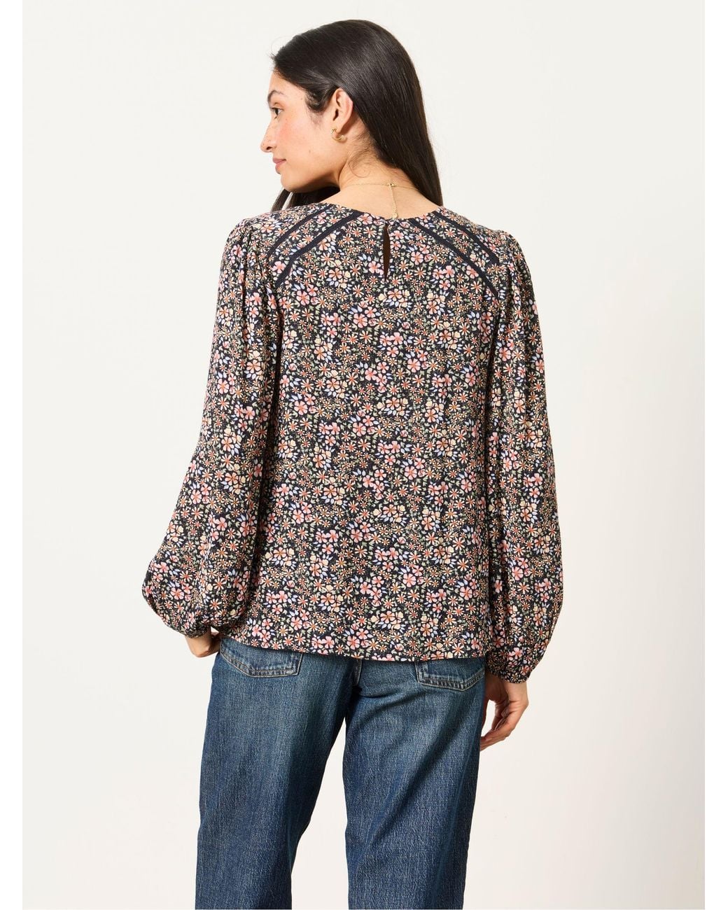 FatFace Brown Fatface Sofia Meadow Floral Embroidered Blouse