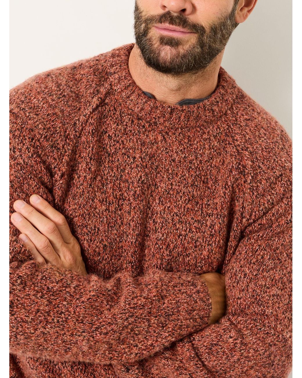 FatFace Brown Deanston Crew Neck Jumper for men