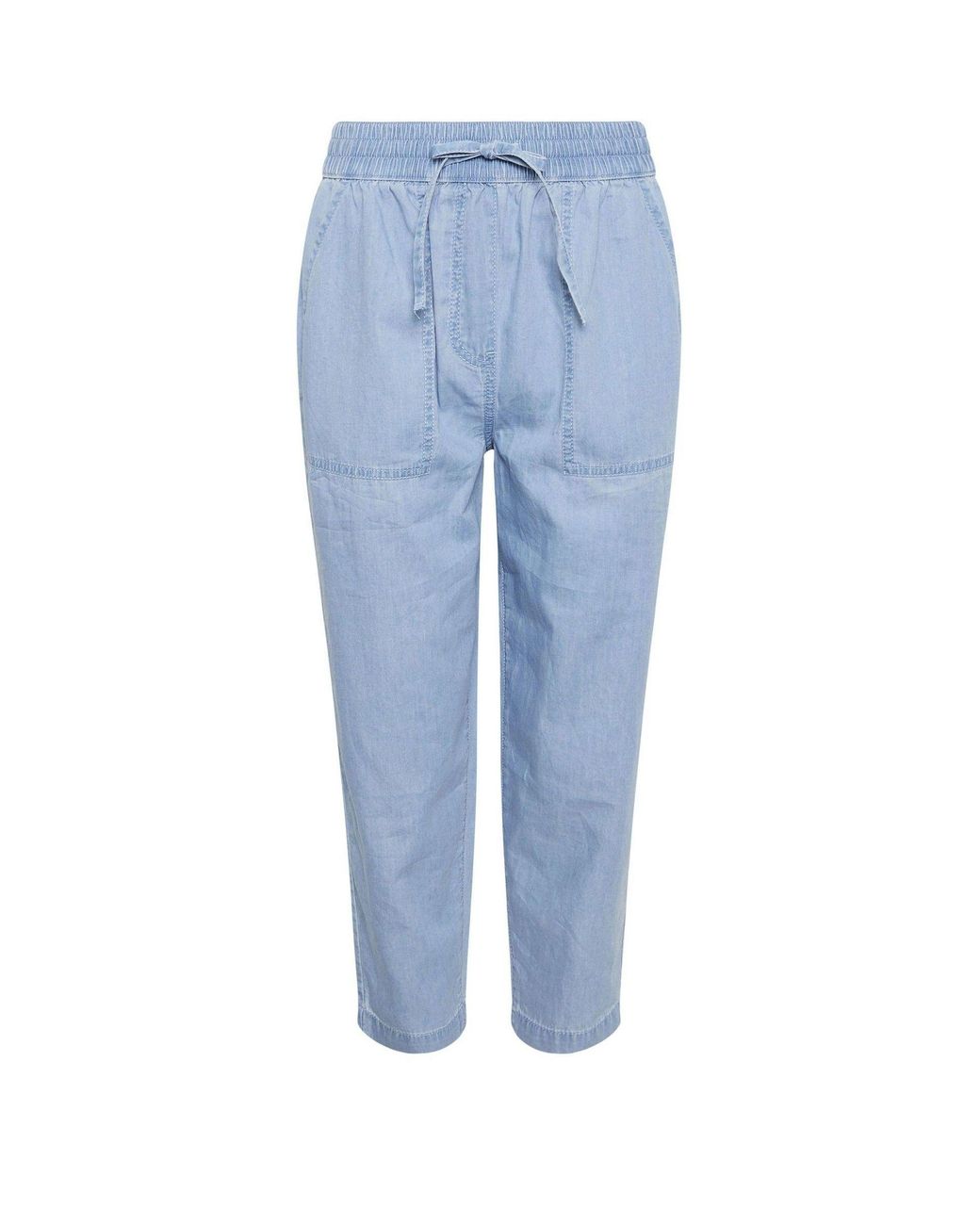 M Com Blue Lightweight Crop Trousers
