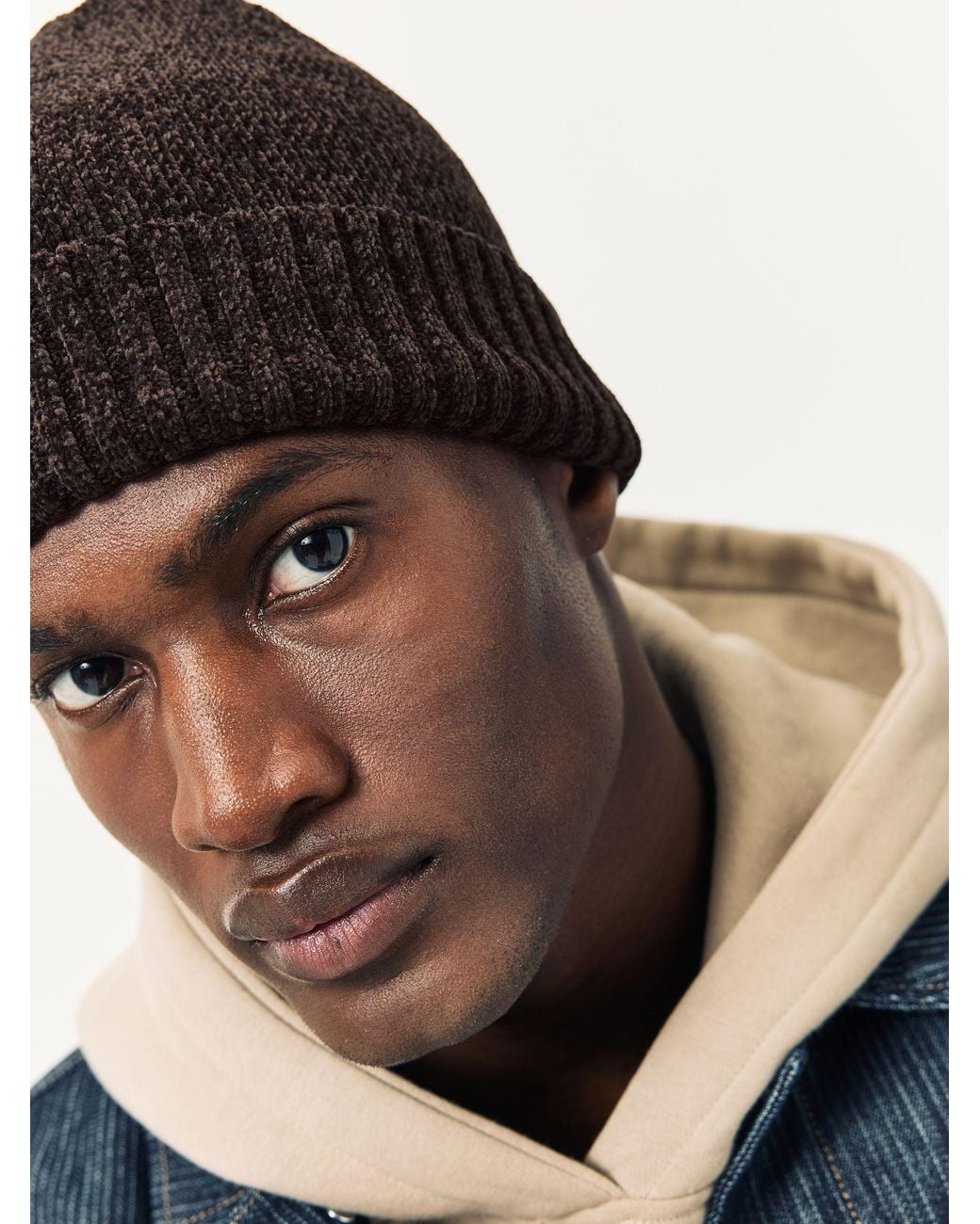 Next Black Chocolate Chenille Beanie Hat for men