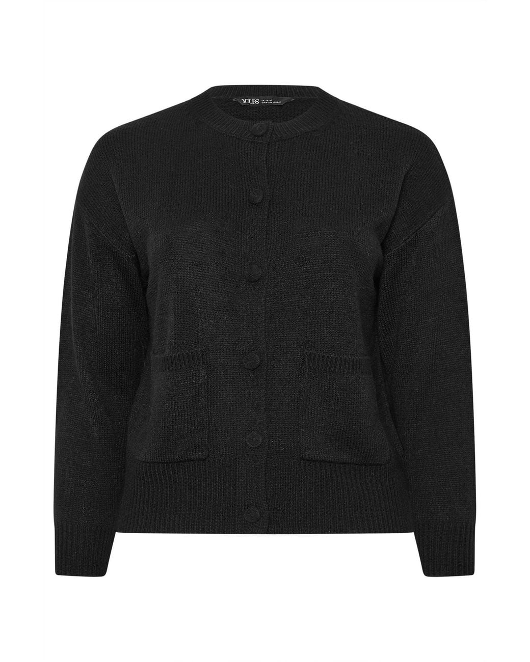 Yours Curve Black Button Thru Bomber Jacket