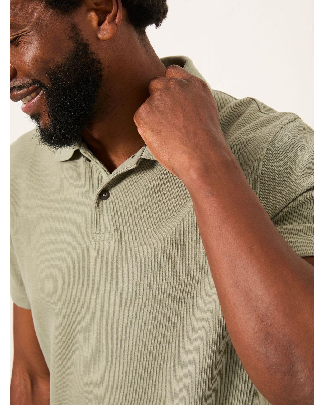 FatFace Natural Ayr Short Sleeve Ribbed Polo for men