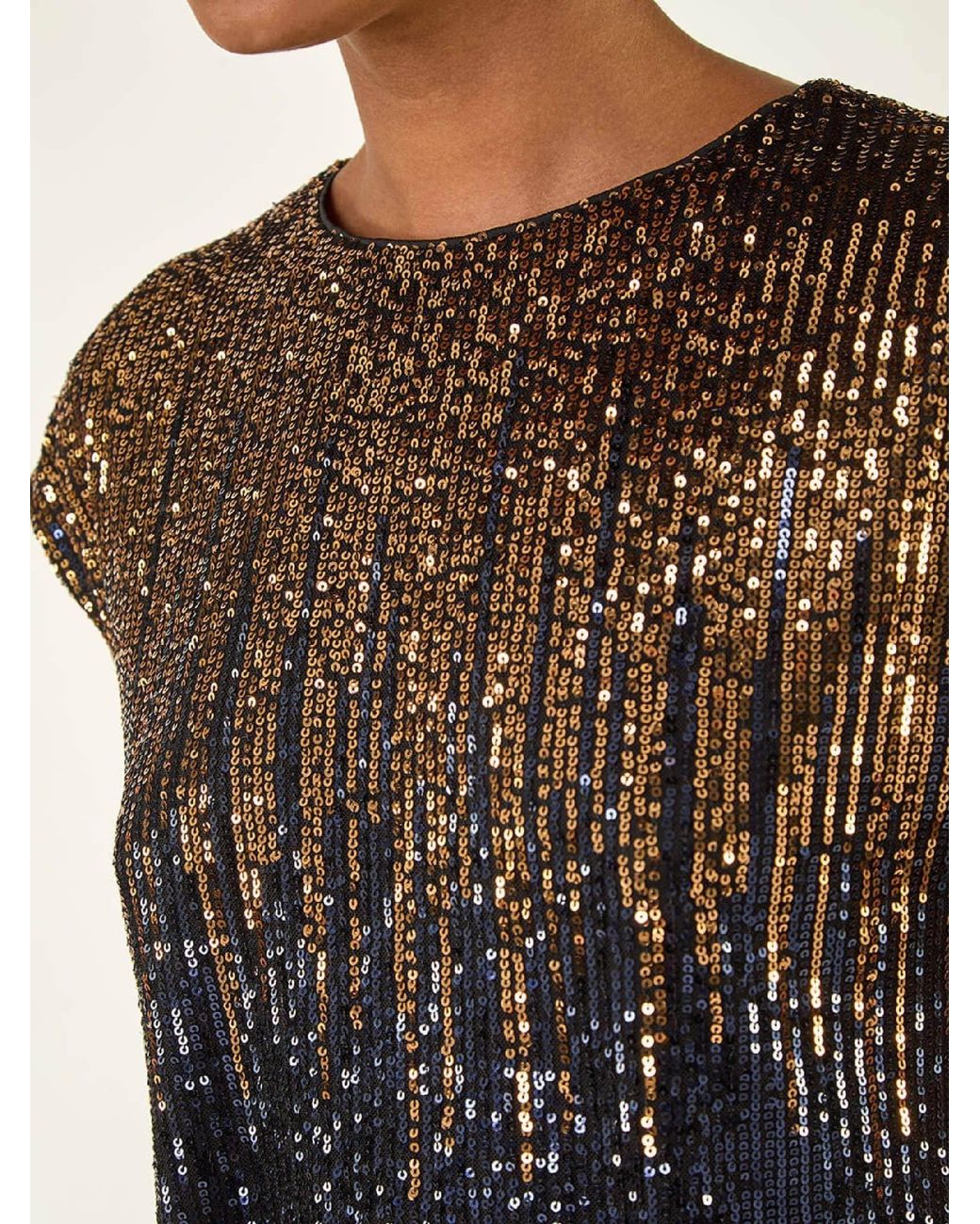 Roman Metallic Ombre Sequin Tunic Top