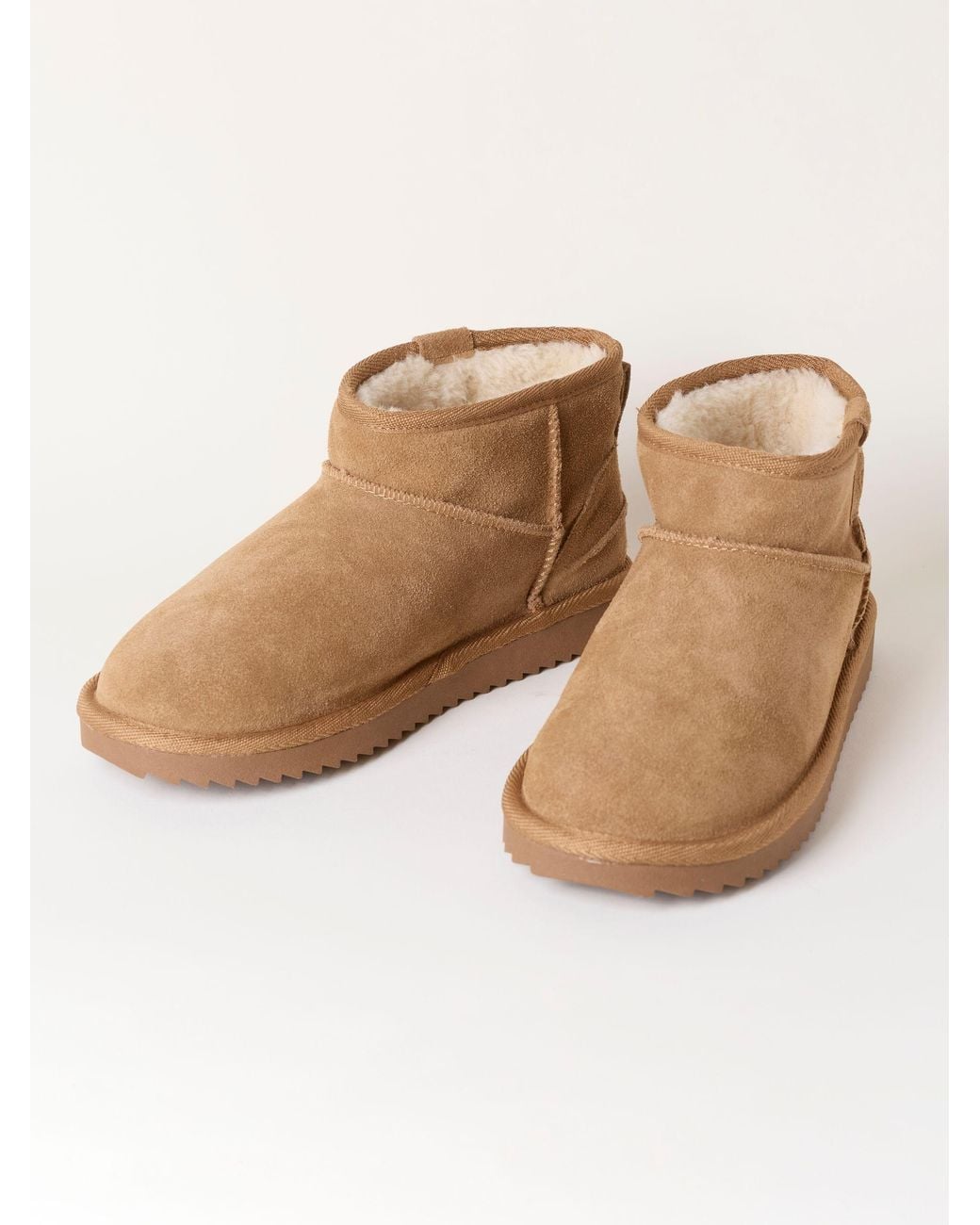 FatFace Natural Fatface Maeve Tan Suede Mini Boot Slipper