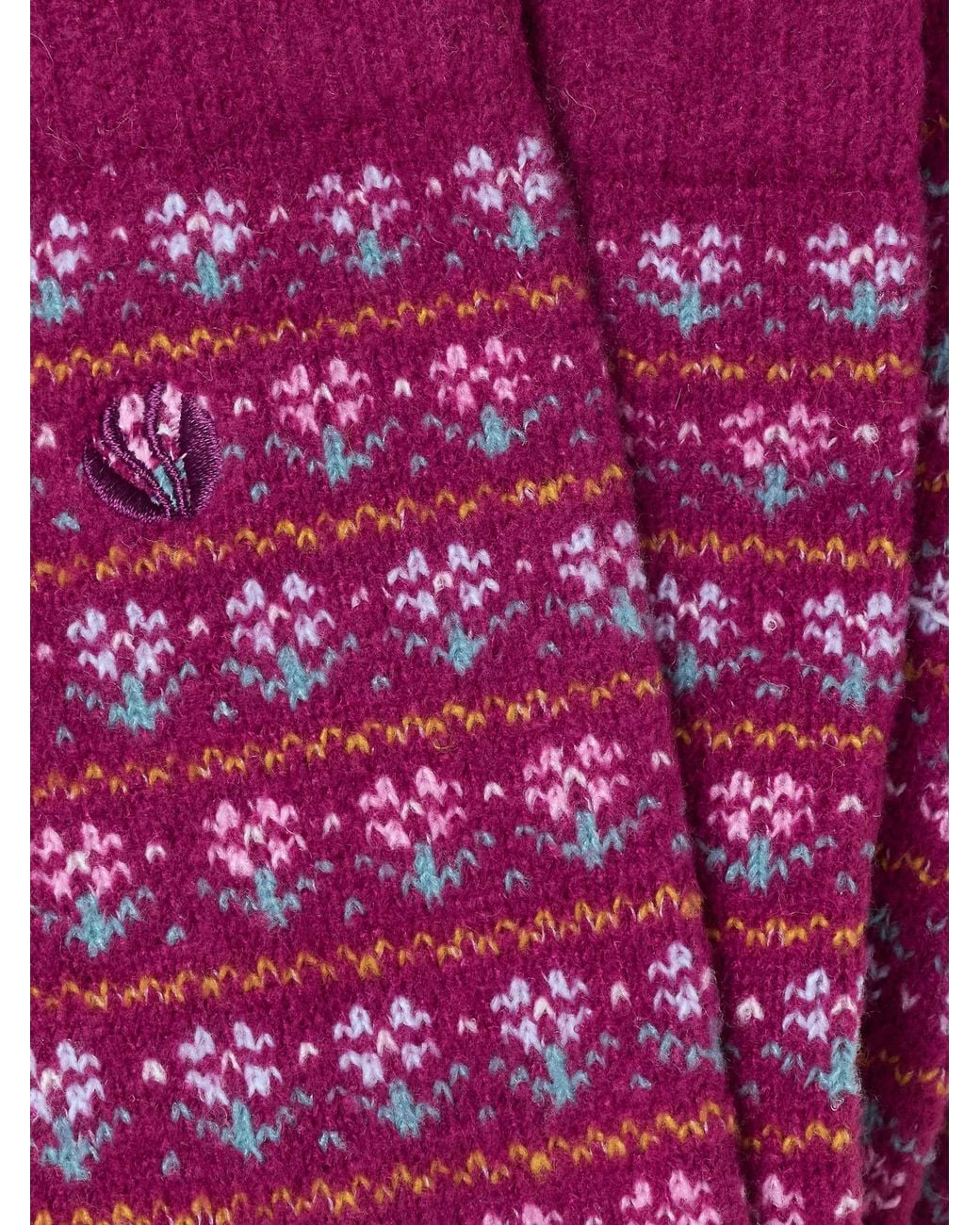 FatFace Purple Fatface Burgundy Fairisle Socks