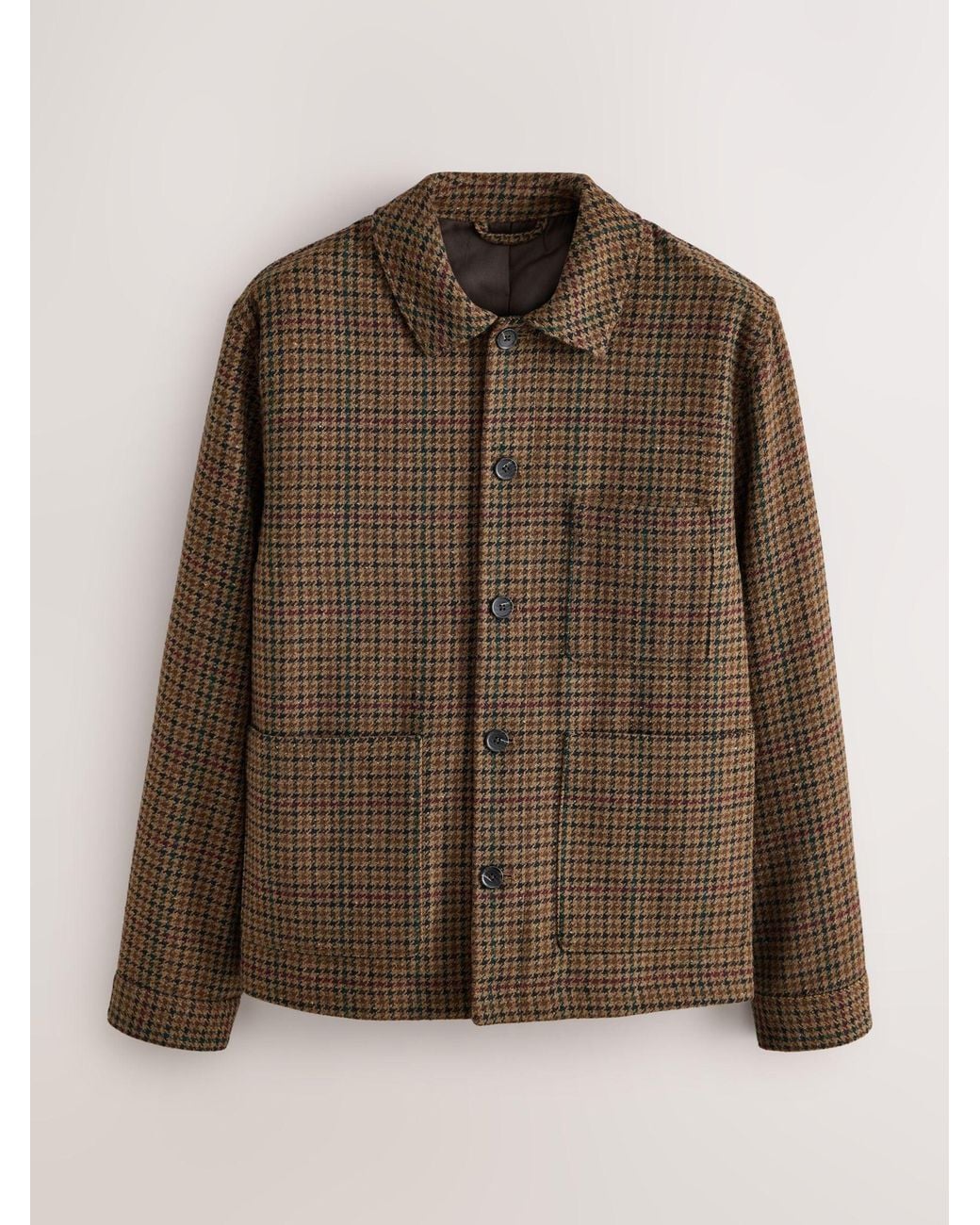 Next Brown Dogtooth Chore Jacket With Wool for men