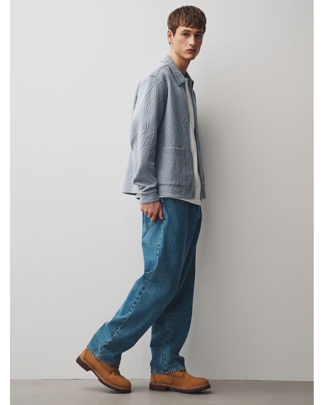 Next Blue Textured Floral Shacket for men