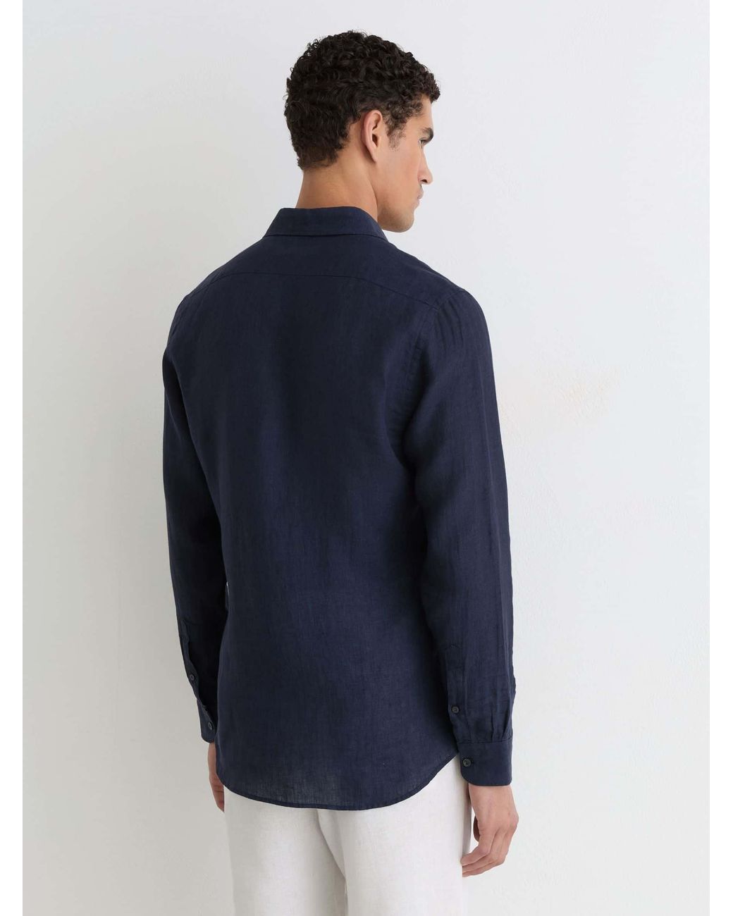 Reiss Blue Ruban - Navy Linen Button-through Shirt, 3xl for men