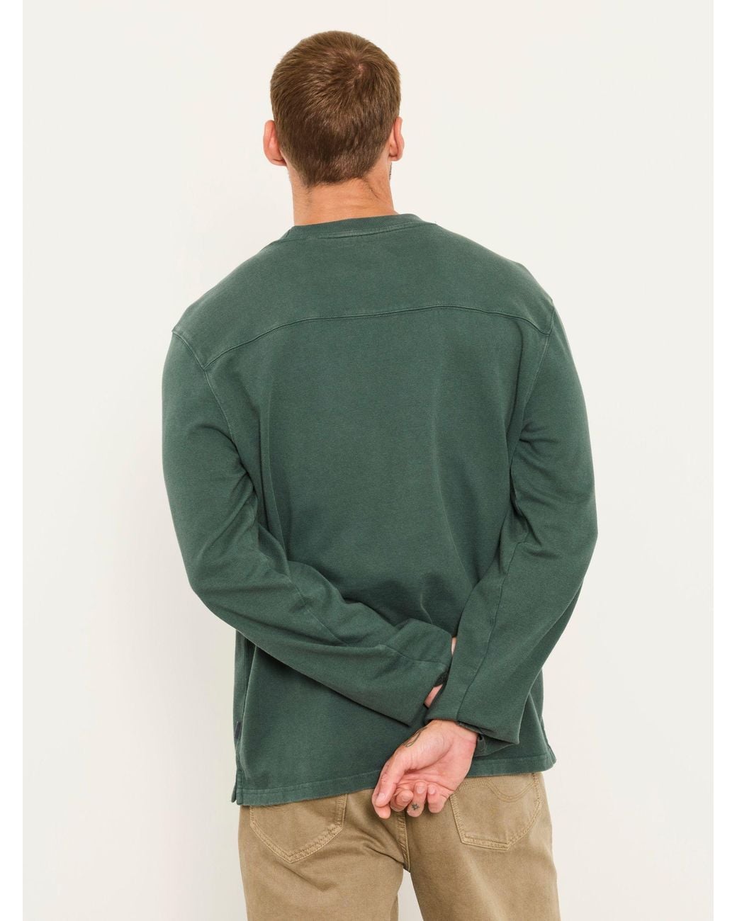 FatFace Green Fatface Dark Long Sleeve Alton T-Shirt for men