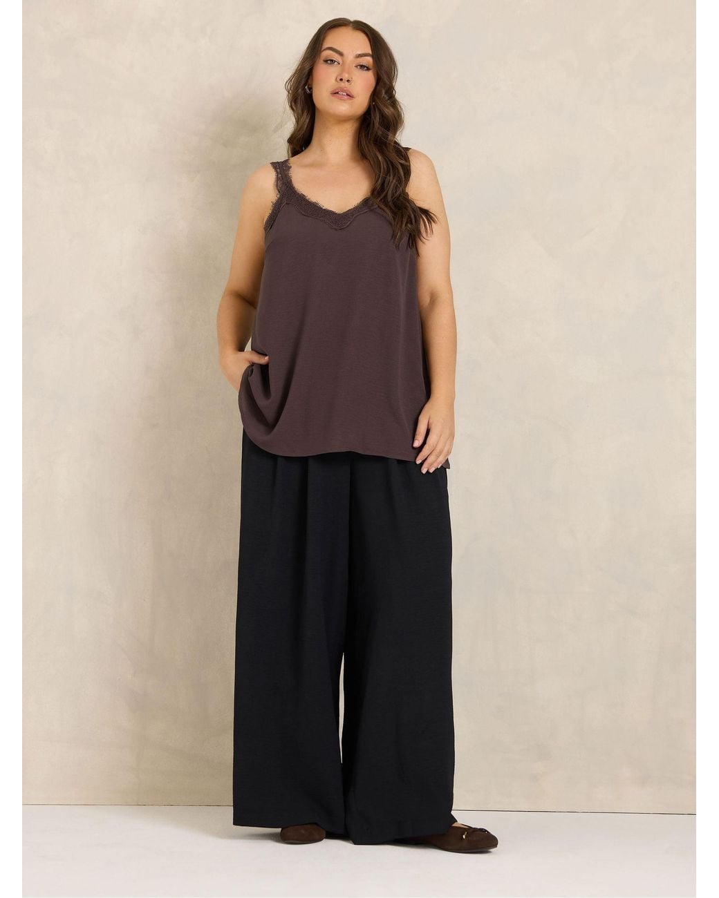 Evans Brown Lace Trim Cami