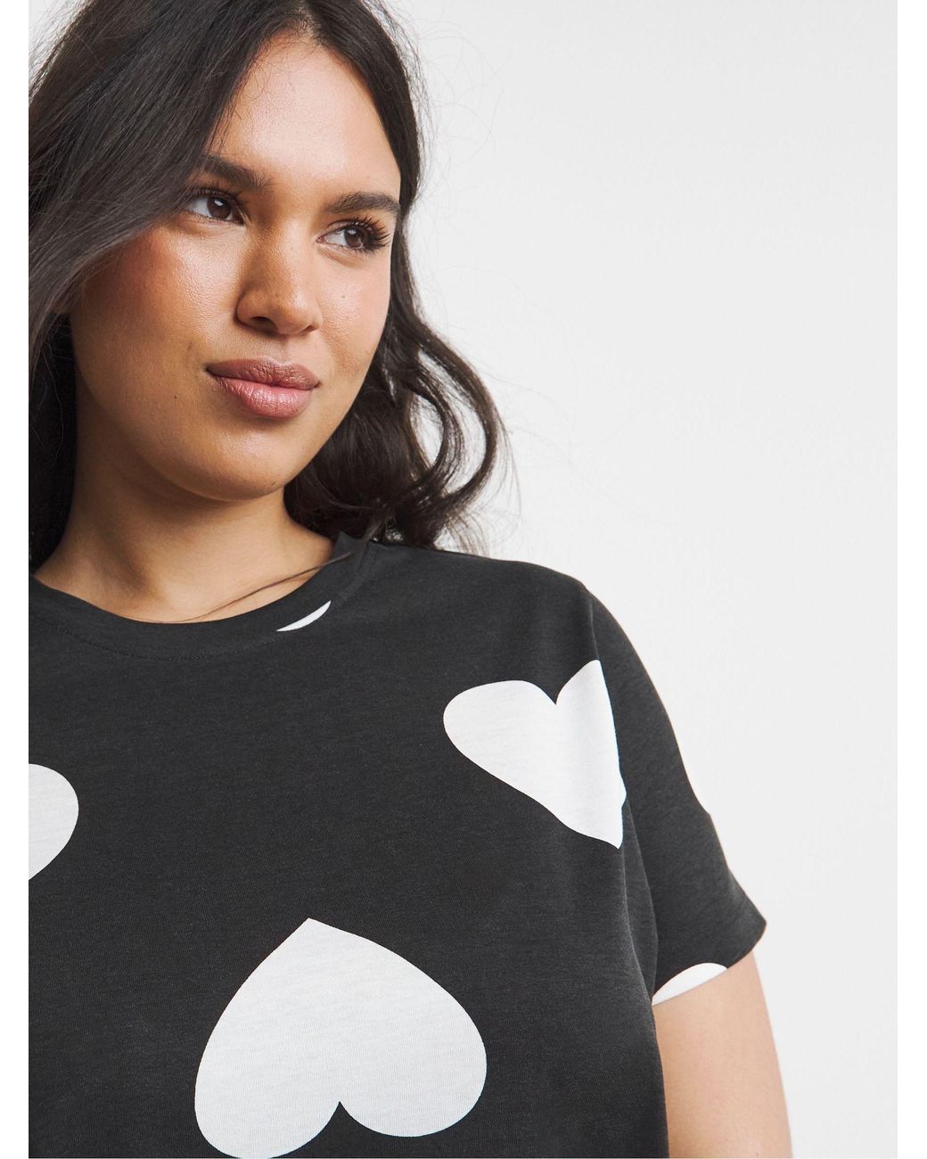 Simply Be White Value Heart Pyjamas Set