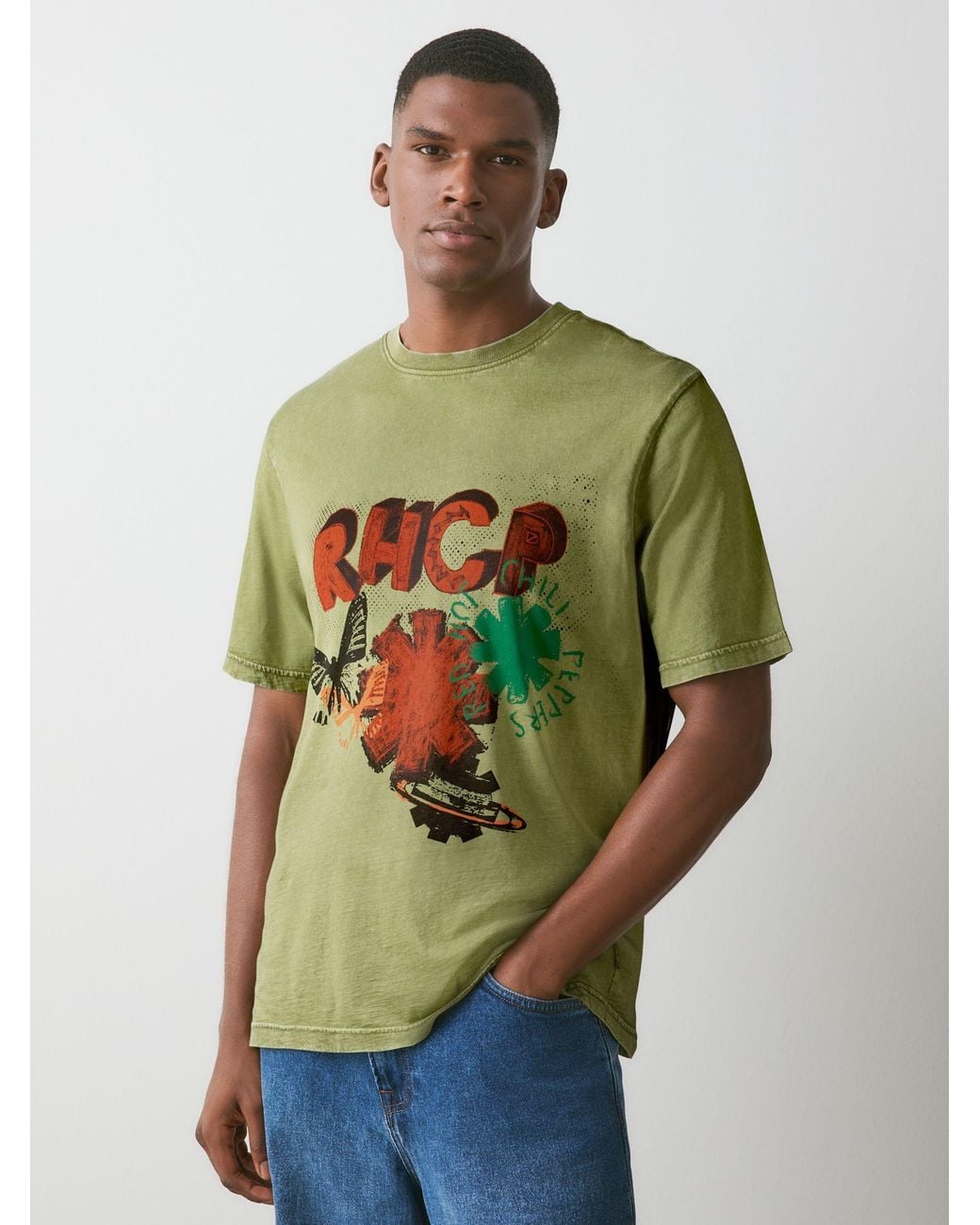 Next Hot Chilli Peppers Relaxed Fit Band Graphic Print T-Shirt in Green ...