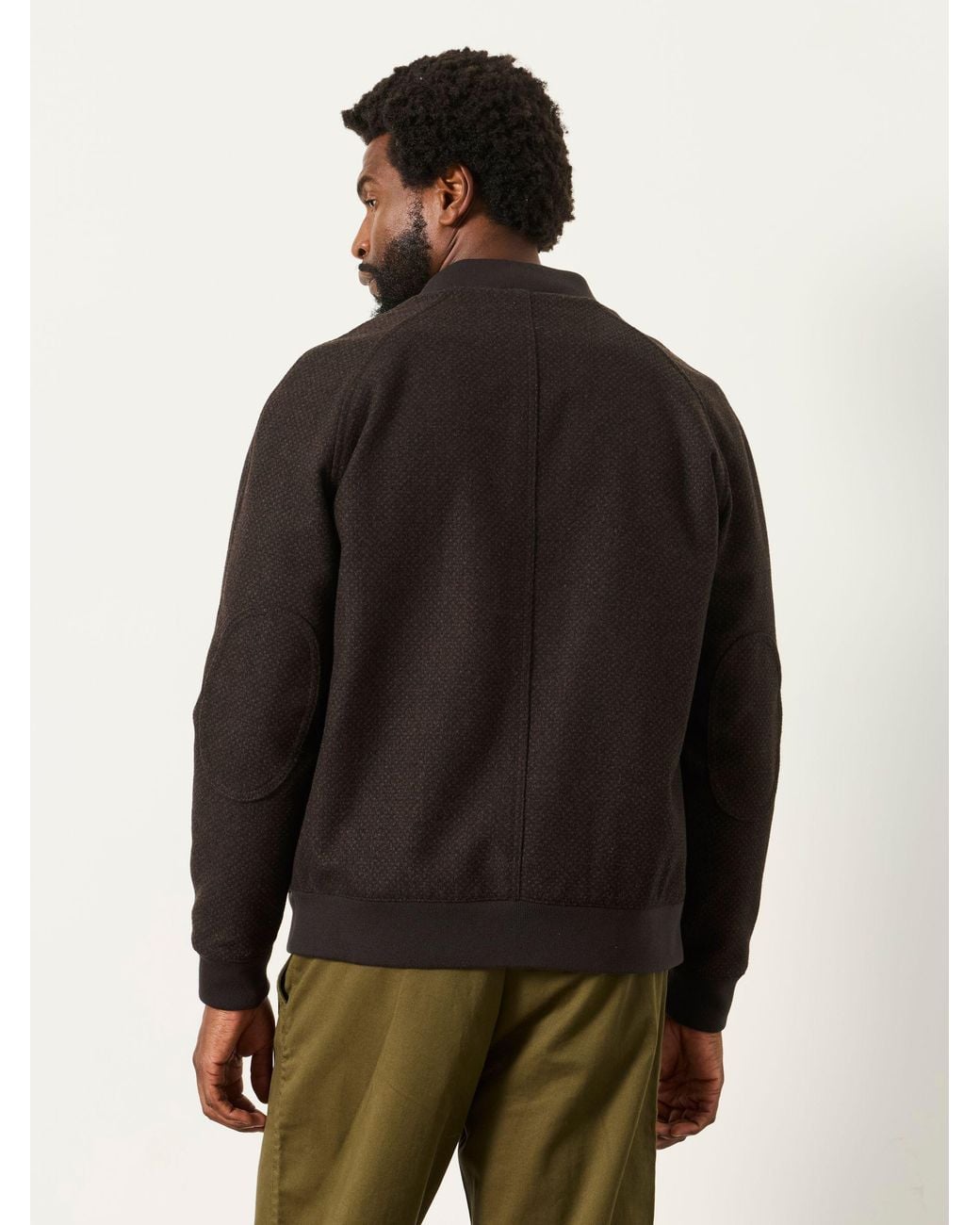 FatFace Black Wool Mix Bomber Jacket for men