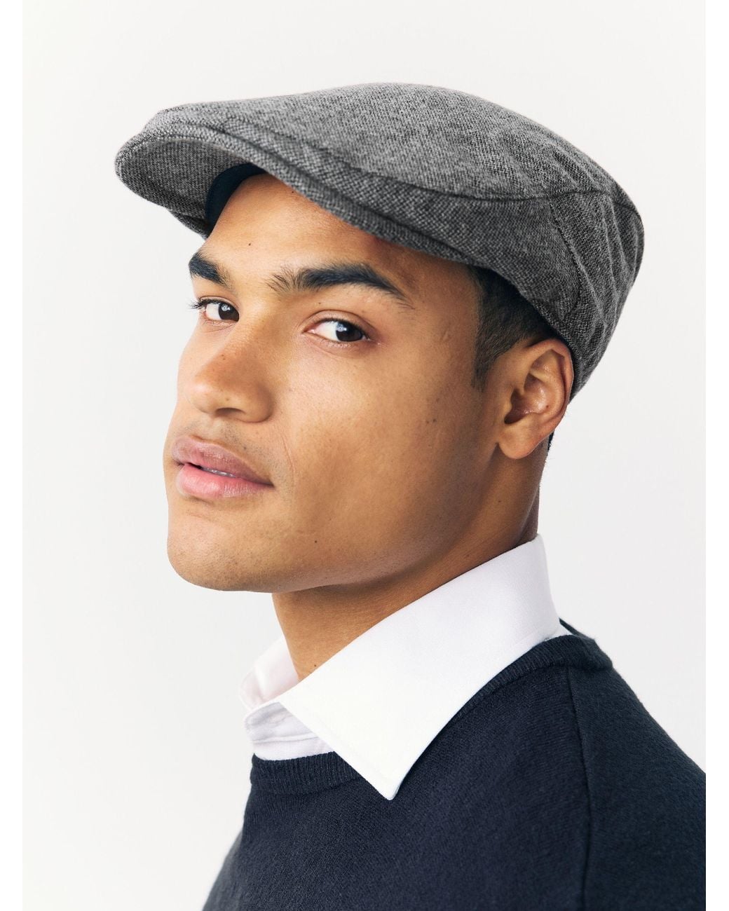 Next Gray Herringbone Flat Cap for men