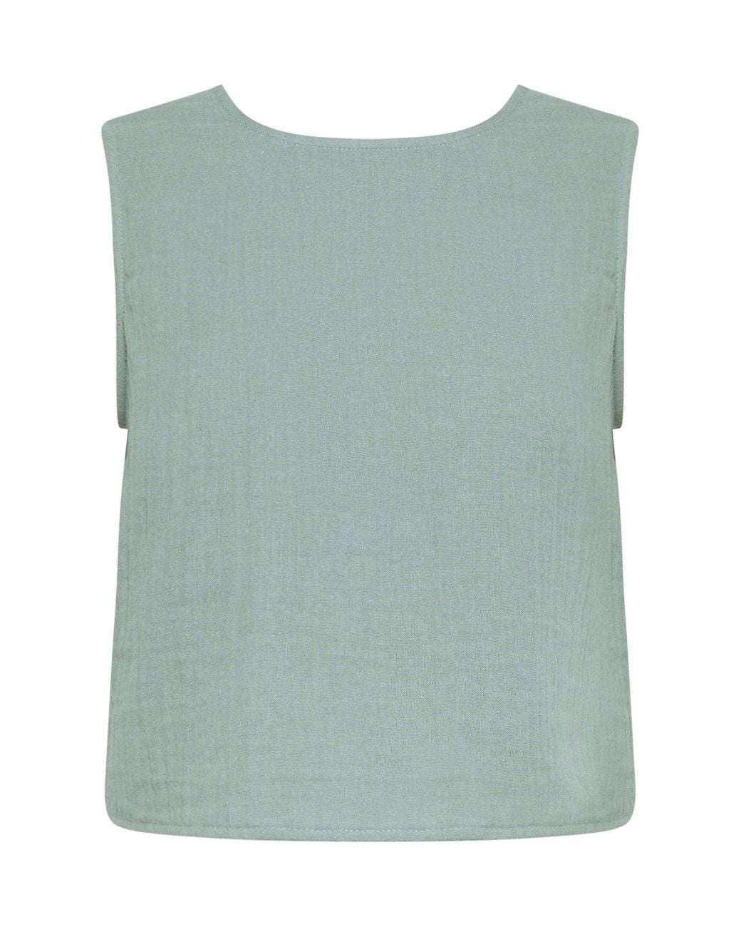 PixieGirl Petite Green Cheesecloth Button Top