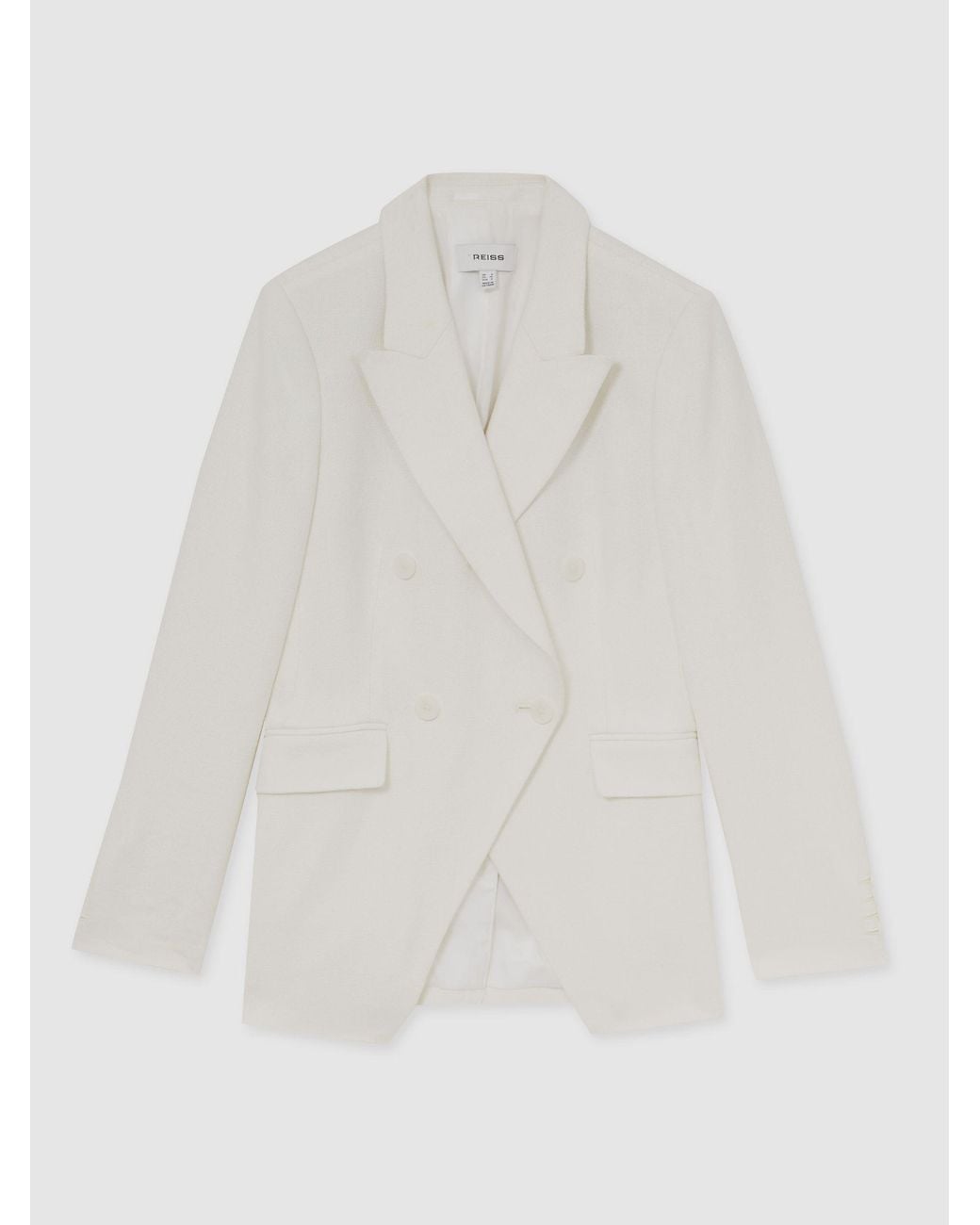 Reiss White Devon Linen-Blend Double-Breasted Suit Jacket