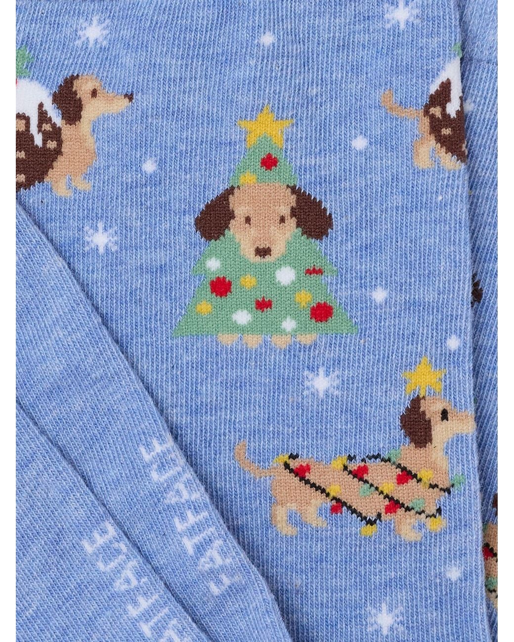 FatFace Blue Fatface Christmas Dogs Socks