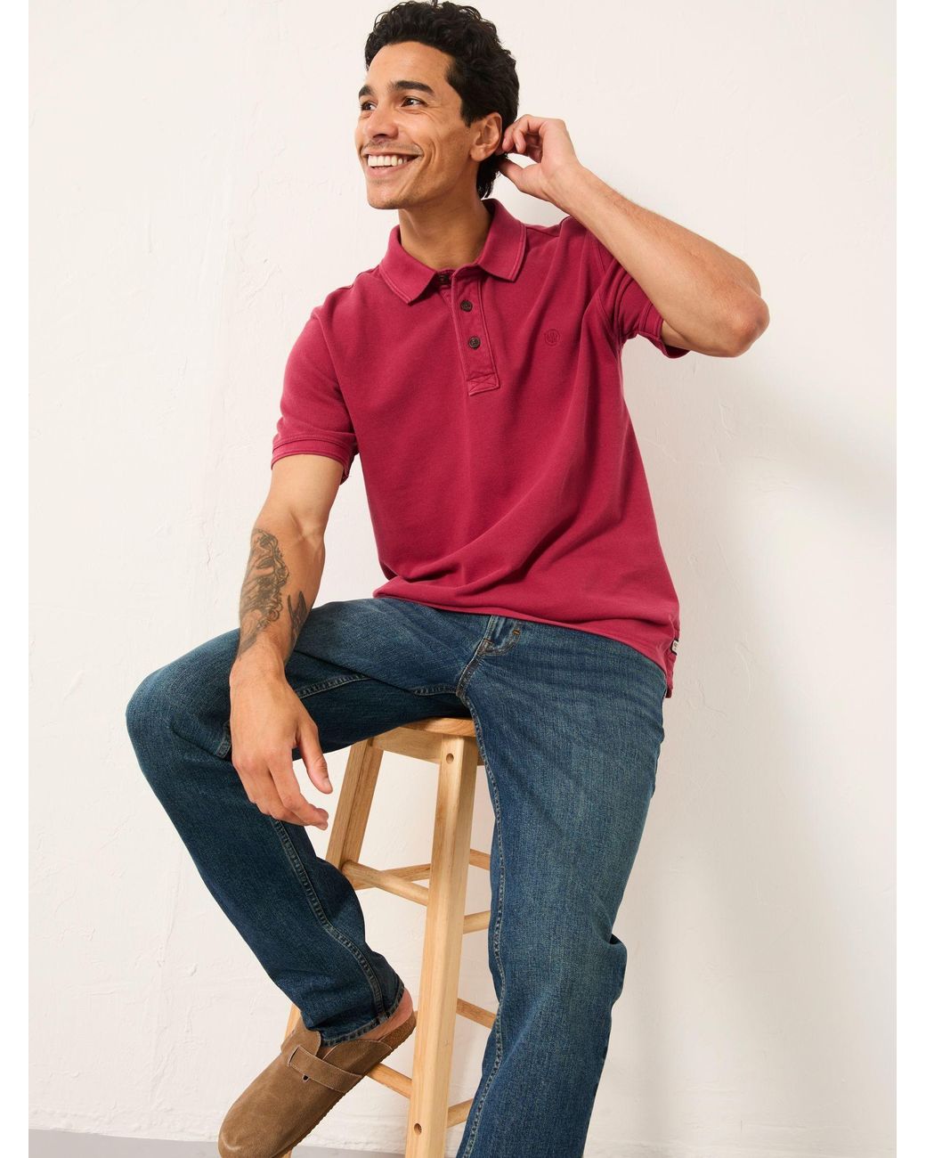FatFace Red Short Sleeve Pique Polo Shirt for men