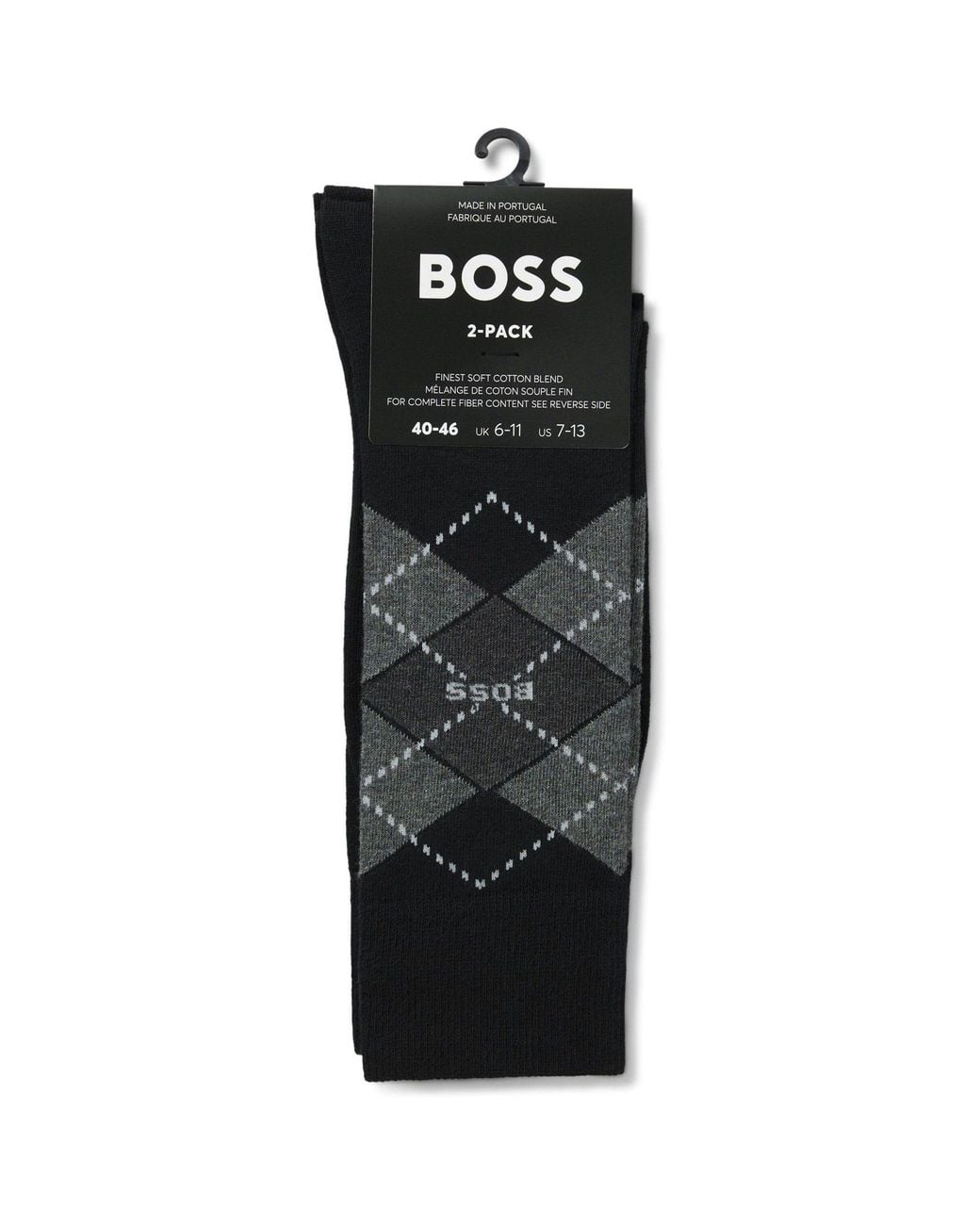 Boss Black Argyle Logo Socks 2 Pack for men