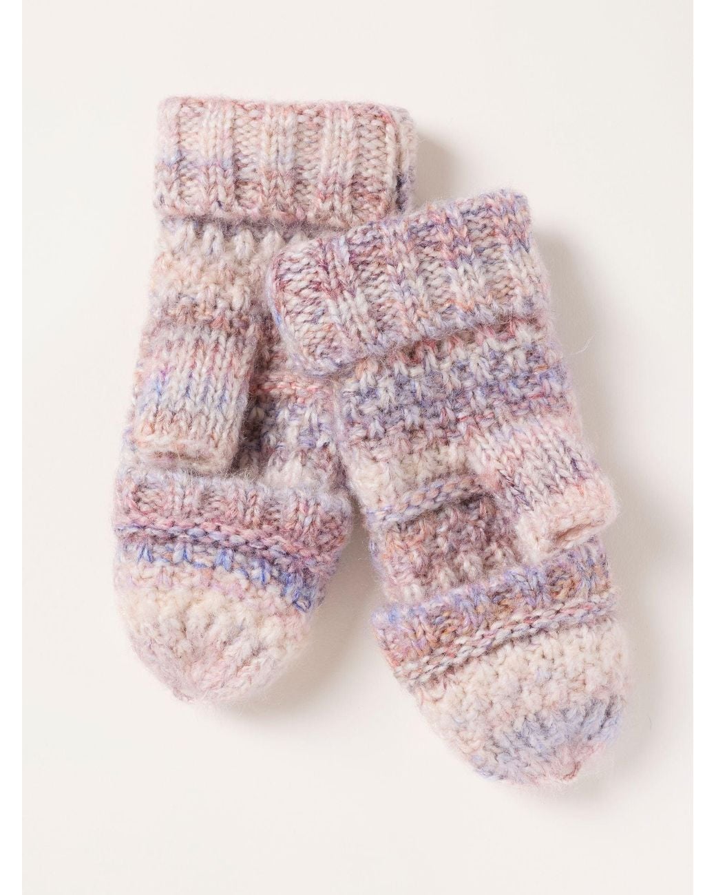 FatFace Pink Fatface Ivory Space Dye Overflap Mittens