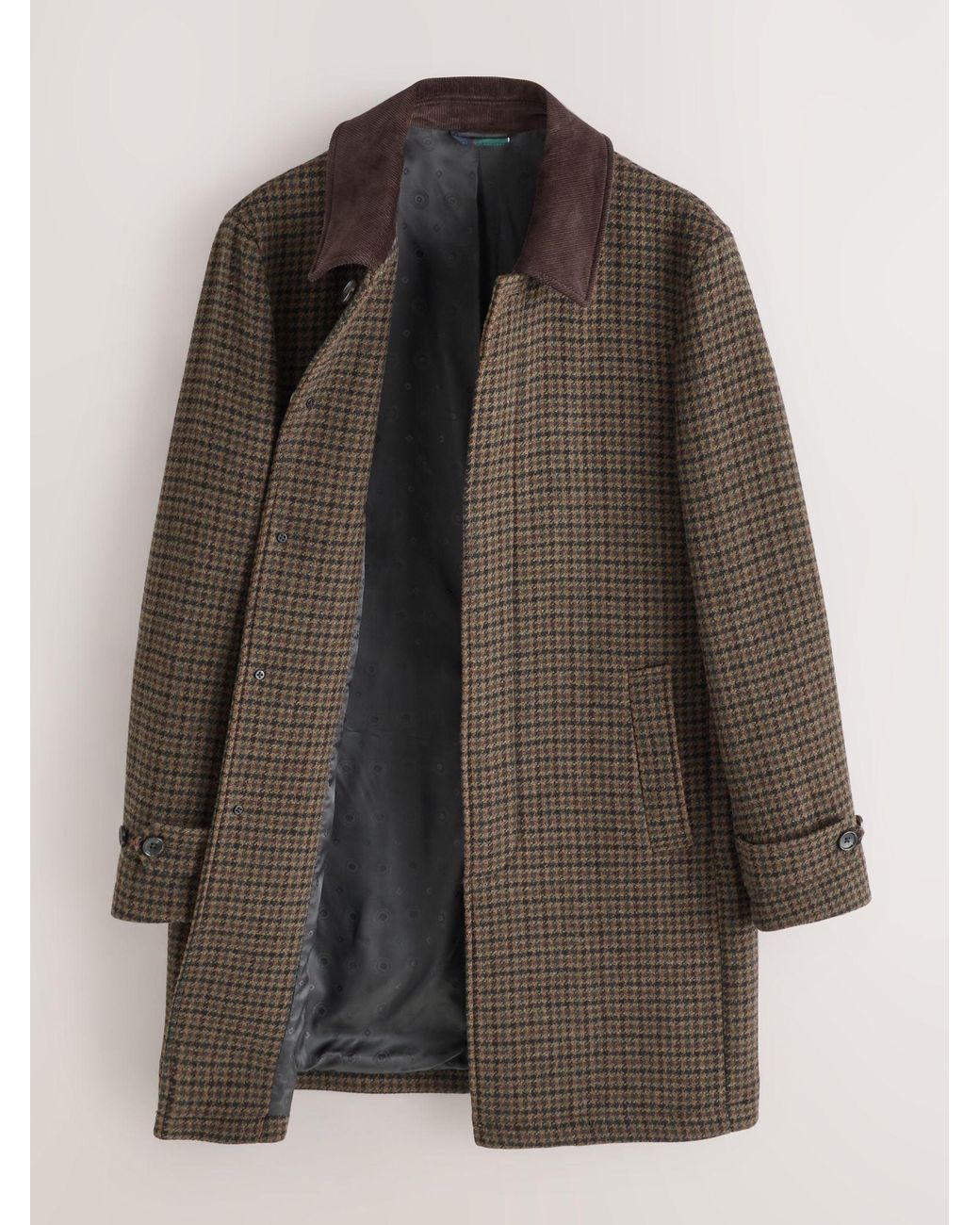 Next Brown Wool Blend Pattern Mac With Cord Collar Coat for men