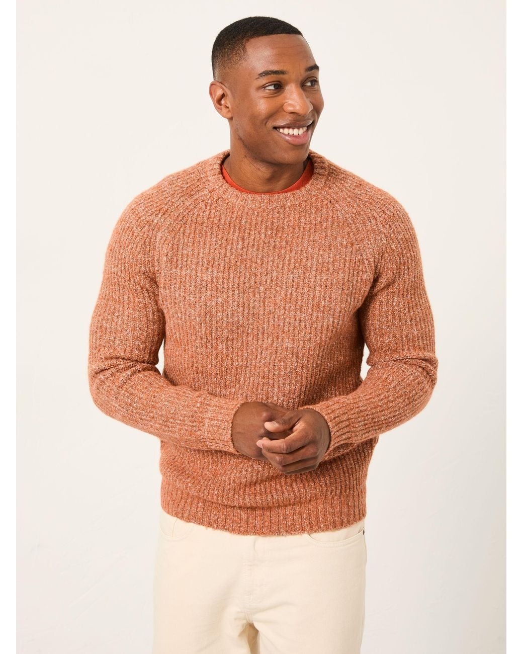 FatFace Orange Sefton Knitted Crew Neck Jumper for men