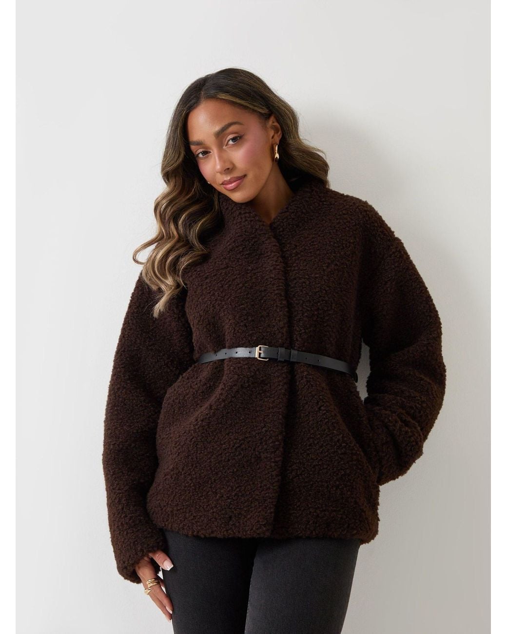 Threadbare Black Borg Belted Wrap Jacket