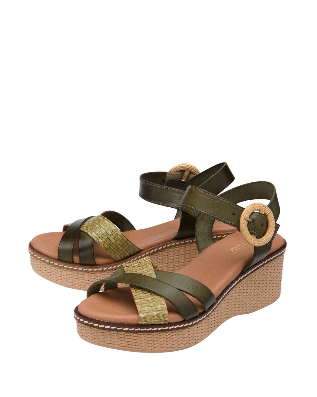 Lotus Brown Leather Wedge Sandals