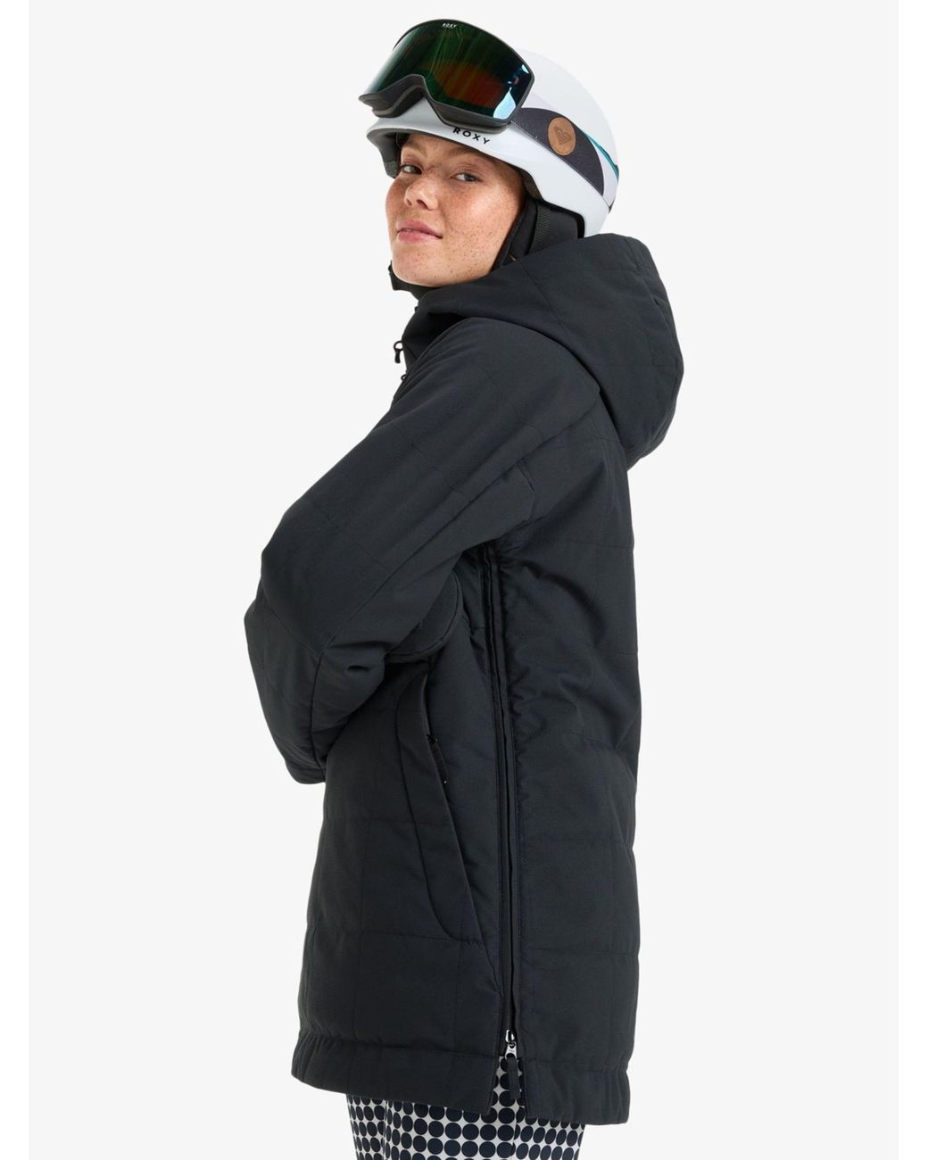 Roxy Blue Radiant Lines Overhead Logo Ski Jacket