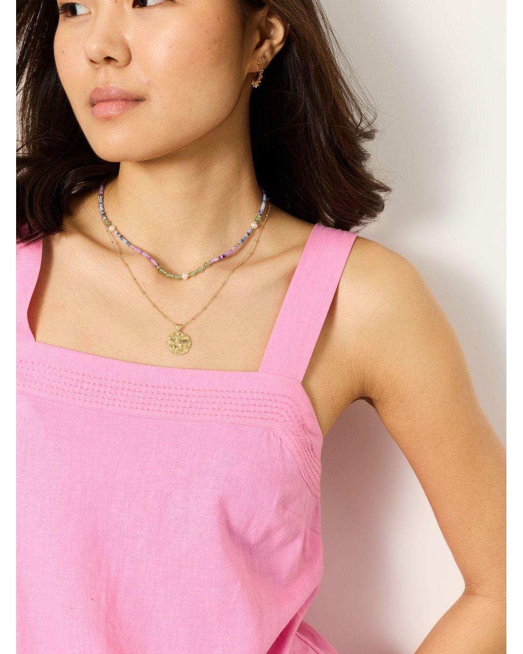 FatFace Pink Fatface Joesie Petite Linen Stripe Cami