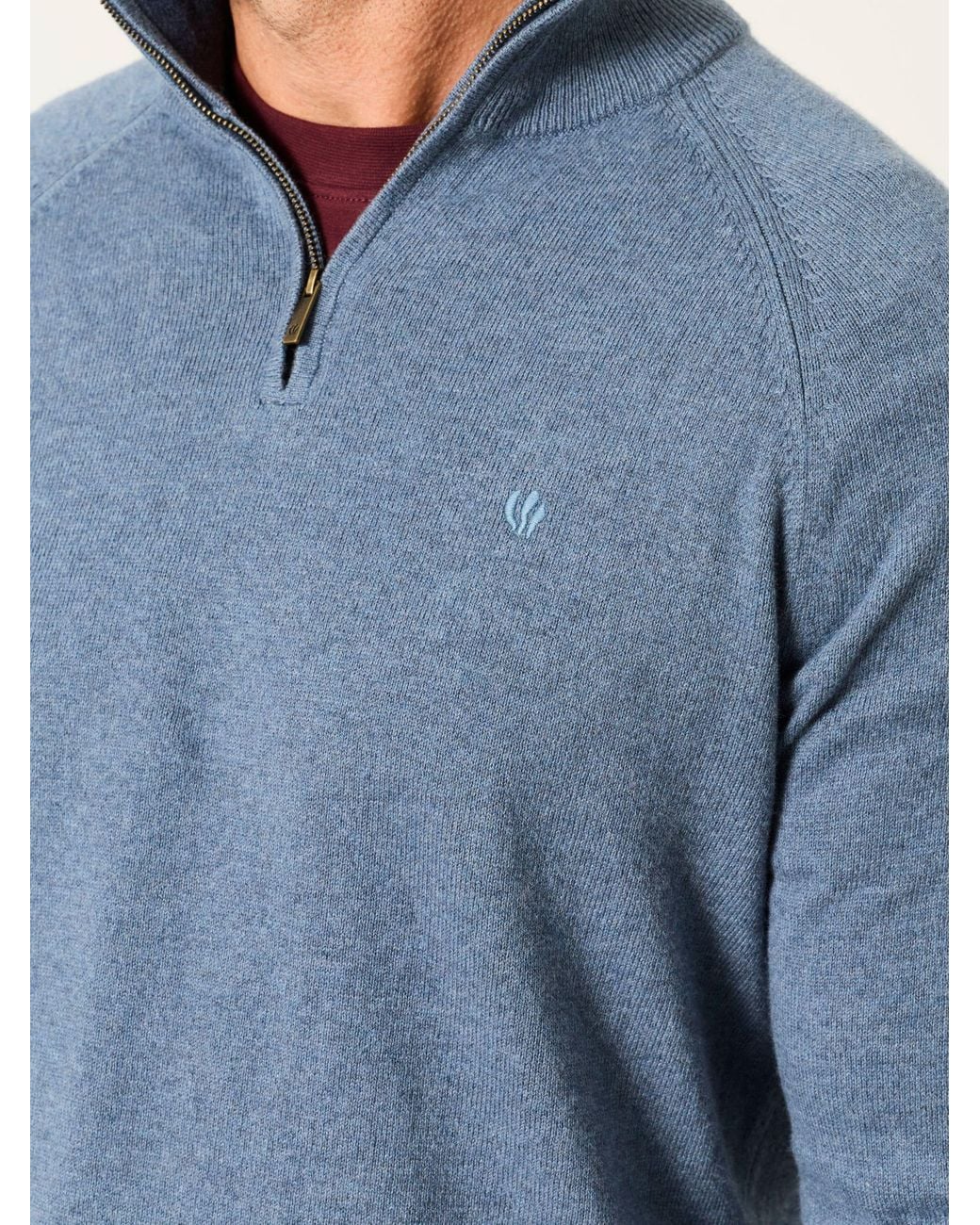 FatFace Blue Rye Quarter Zip Knitted Jumper for men