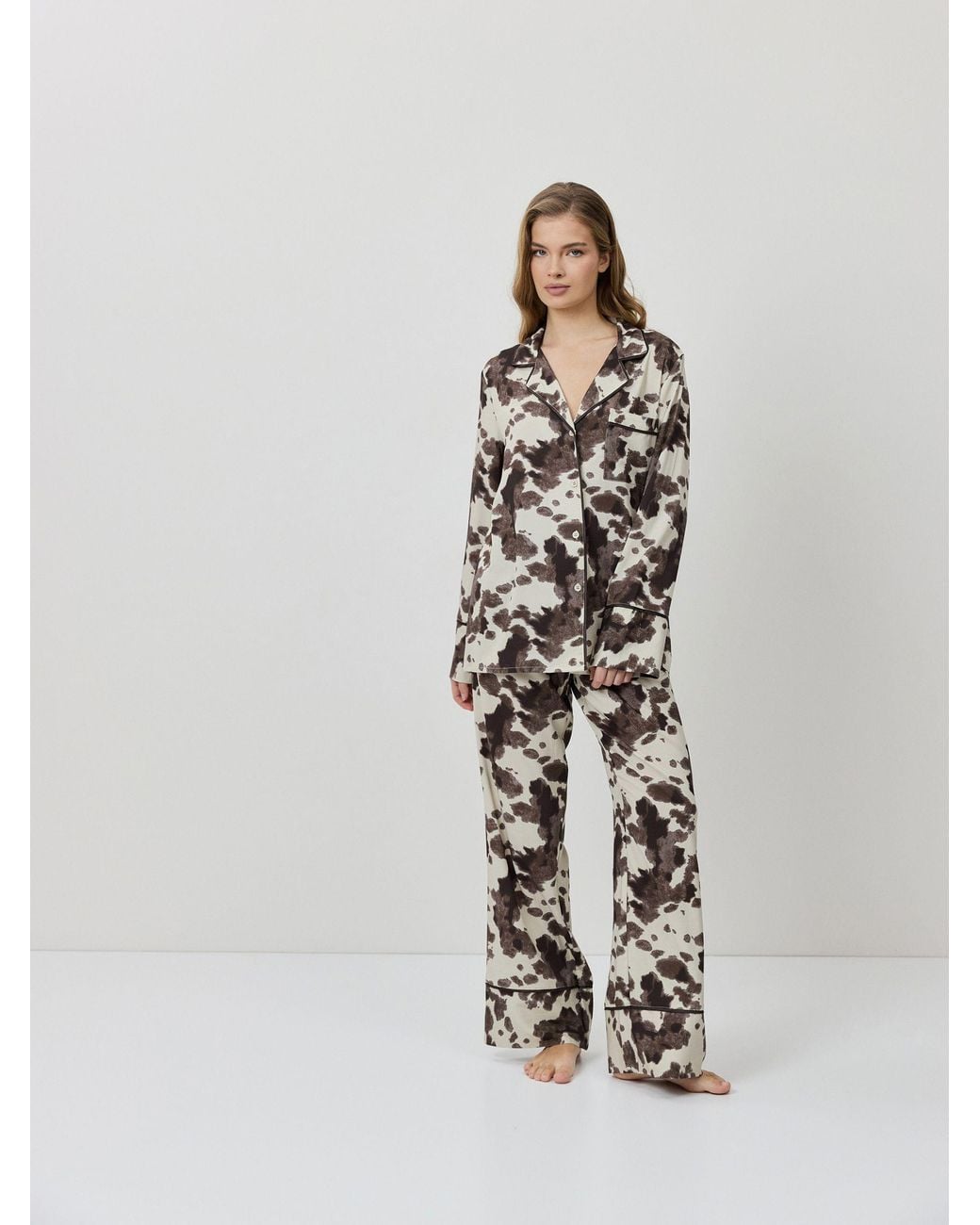 ARUELLE Brown Bianca Long Pajamas