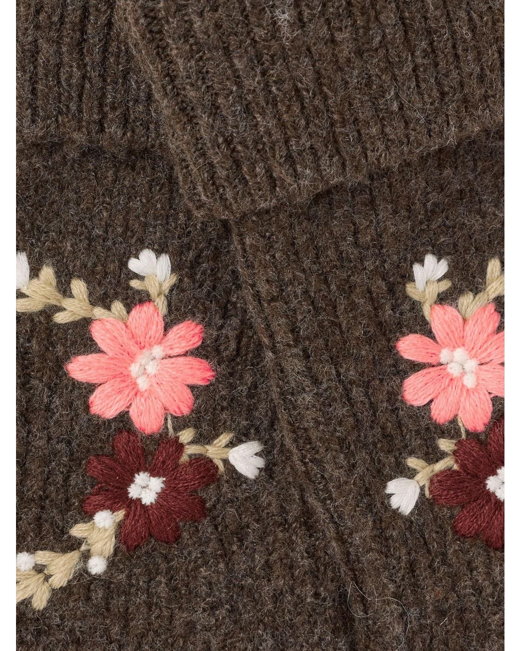 FatFace Brown Fatface Floral Embroidered Gloves