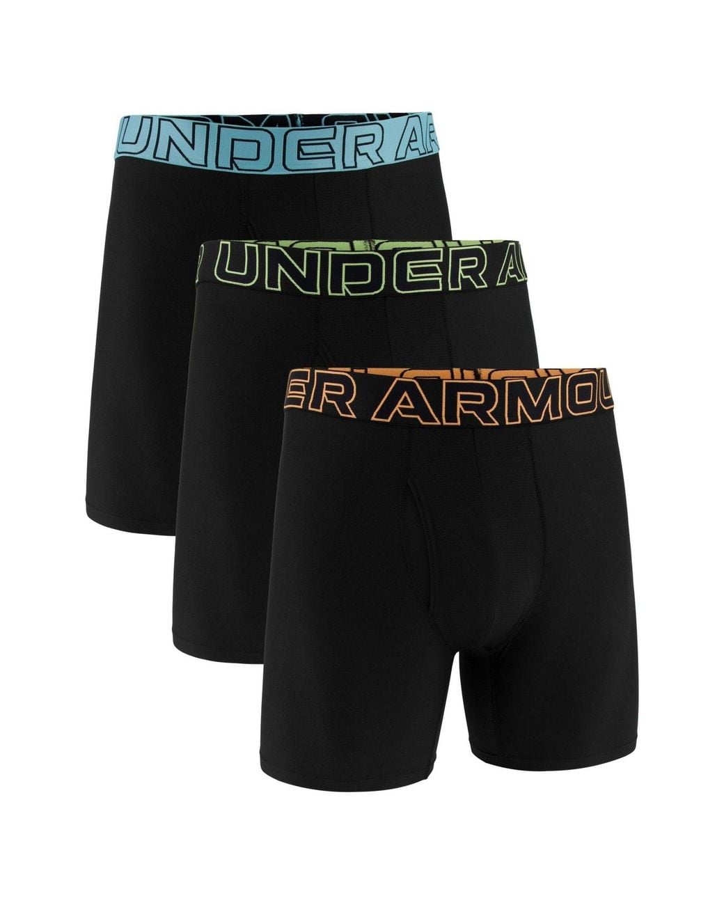 Under Armour Black Performance Tech Solid 6" Boxers 3 Pack for men